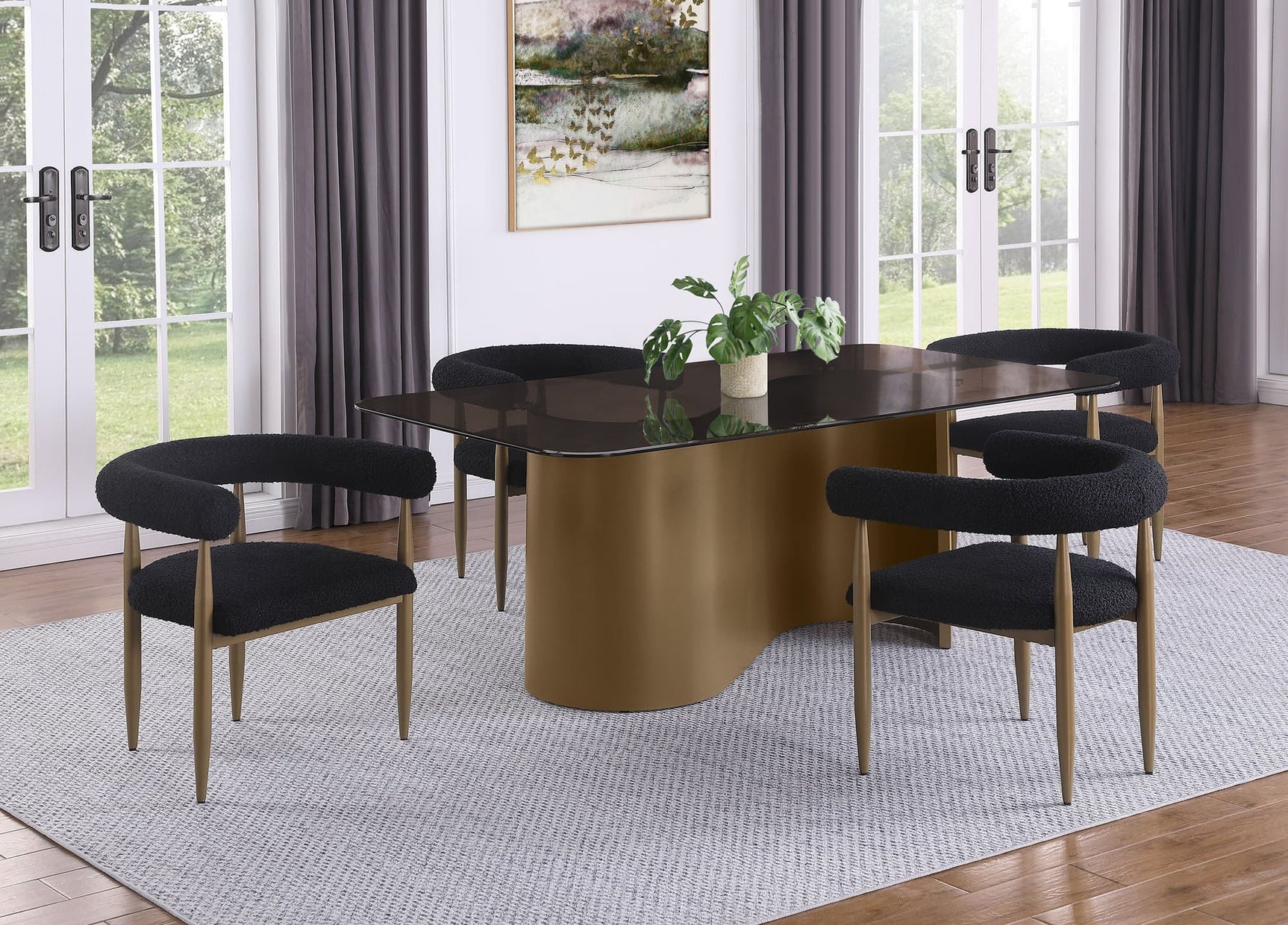 Edson Bronze Rectangular Glass Top Dining Room Set