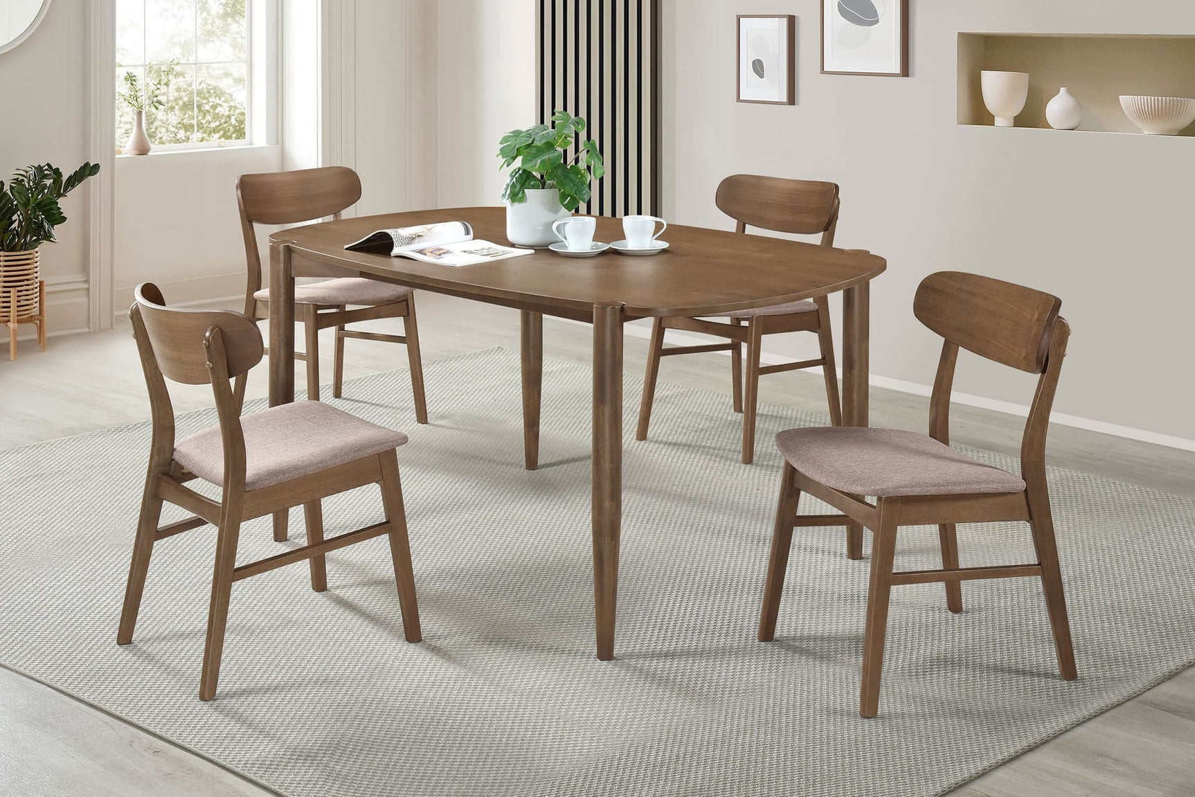 Dortch Walnut Oval Solid Wood Dining Room Set