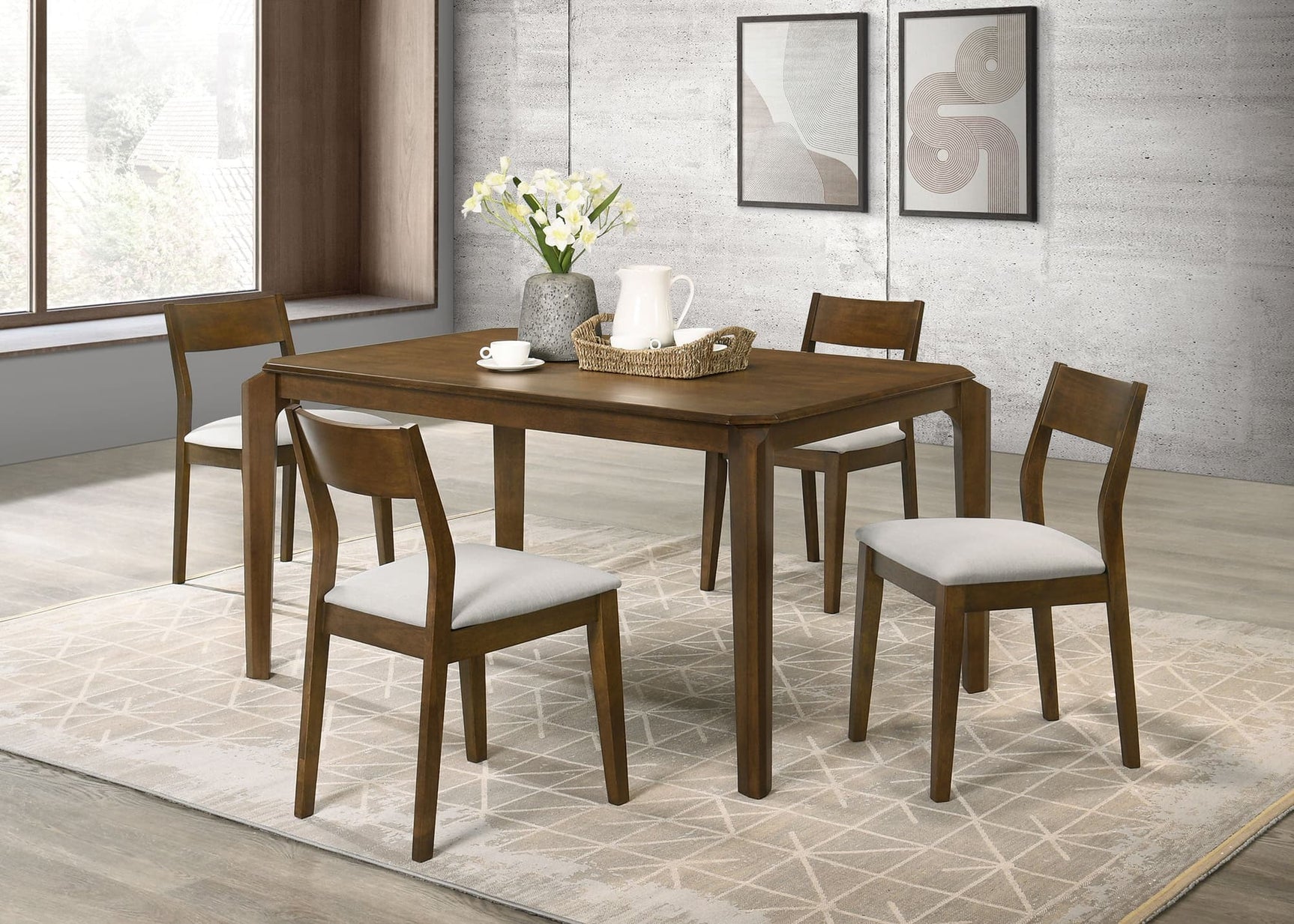 Almonte Dark Brown 59-inch Rectangular Dining Set