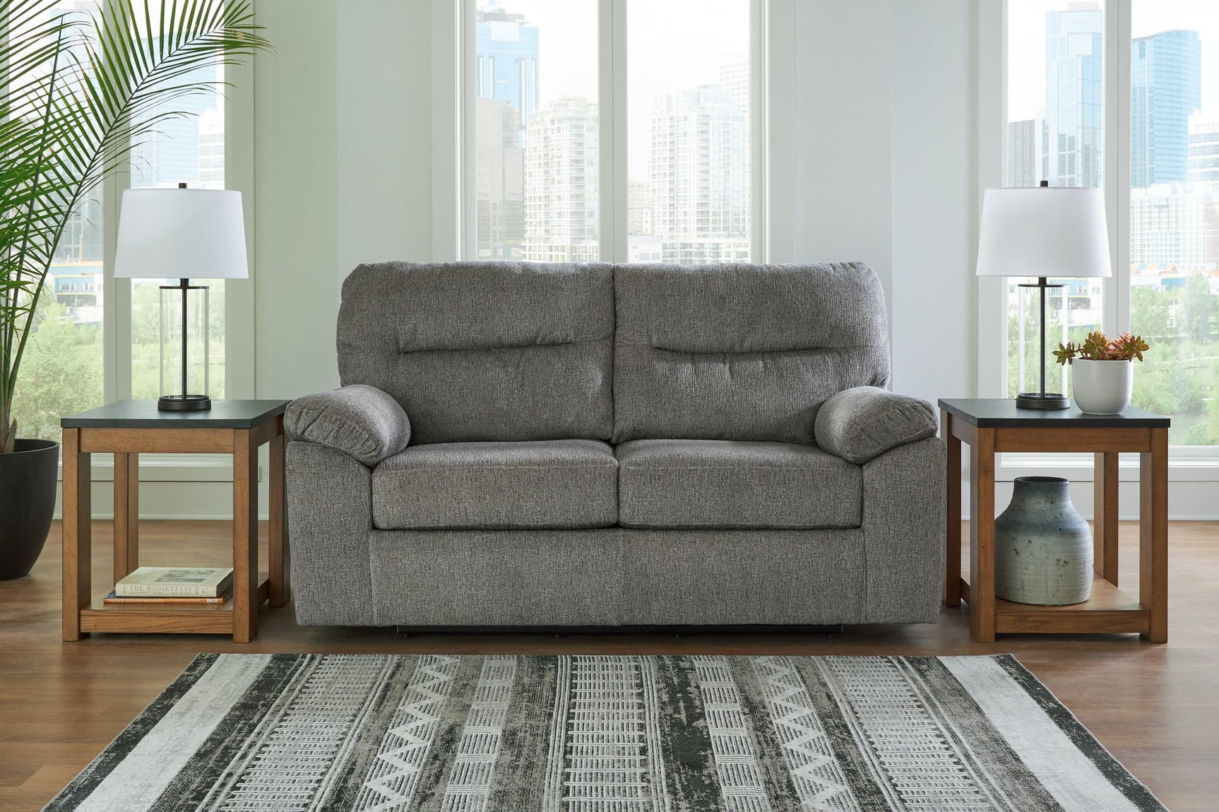 Bindura Mineral Velvet Glider Loveseat
