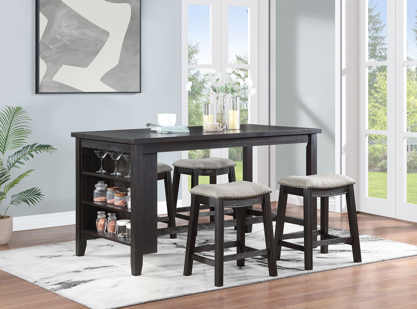 Elliston Dark Grey Counter Height Set