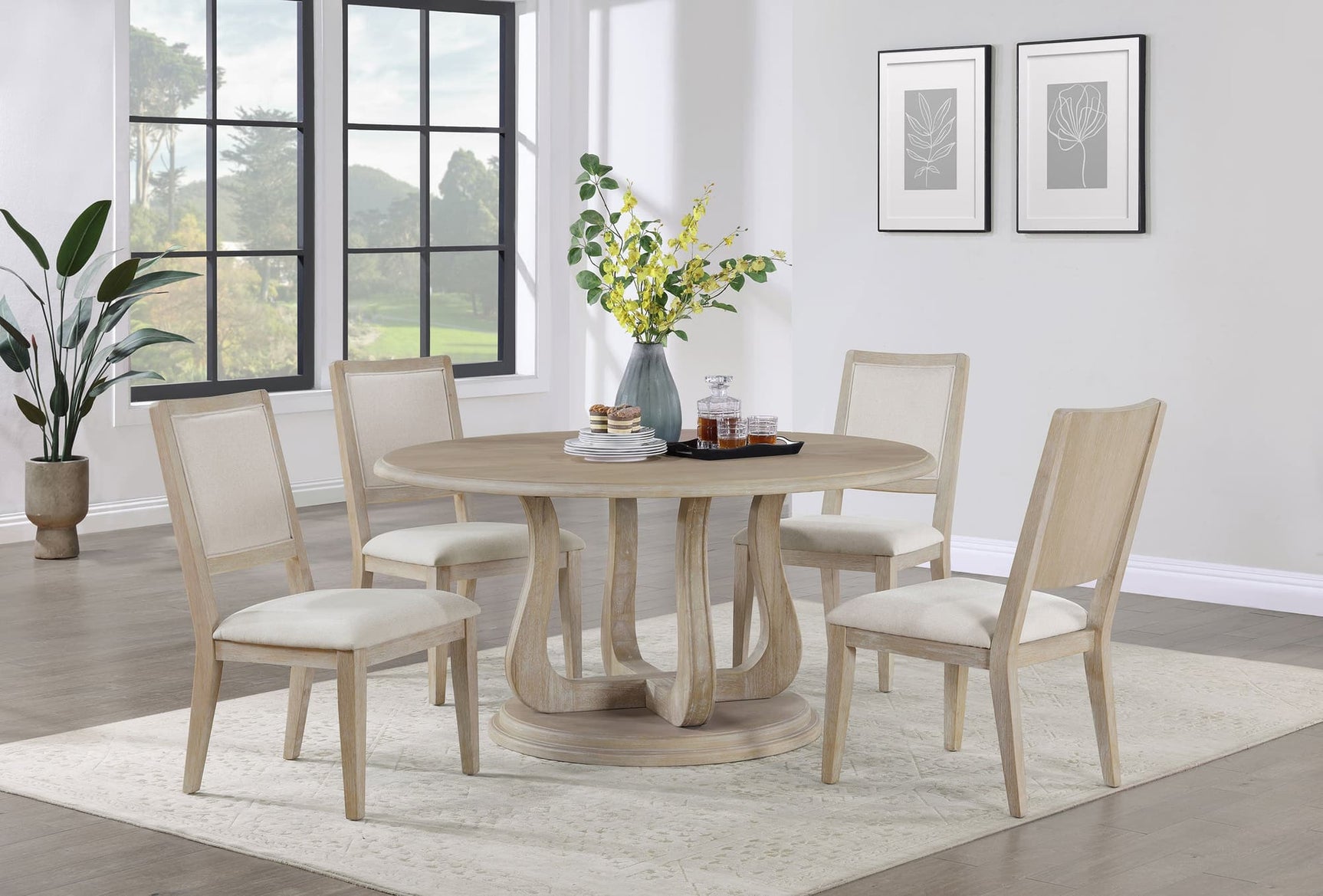 Trofello Whitewash Round Dining Room Set