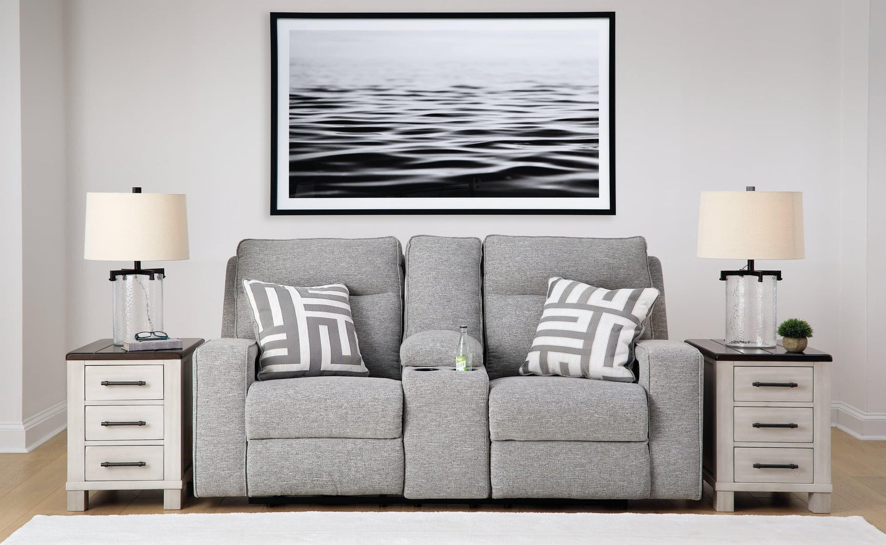 Biscoe Pewter Textured,nuvella® Power Reclining Loveseat