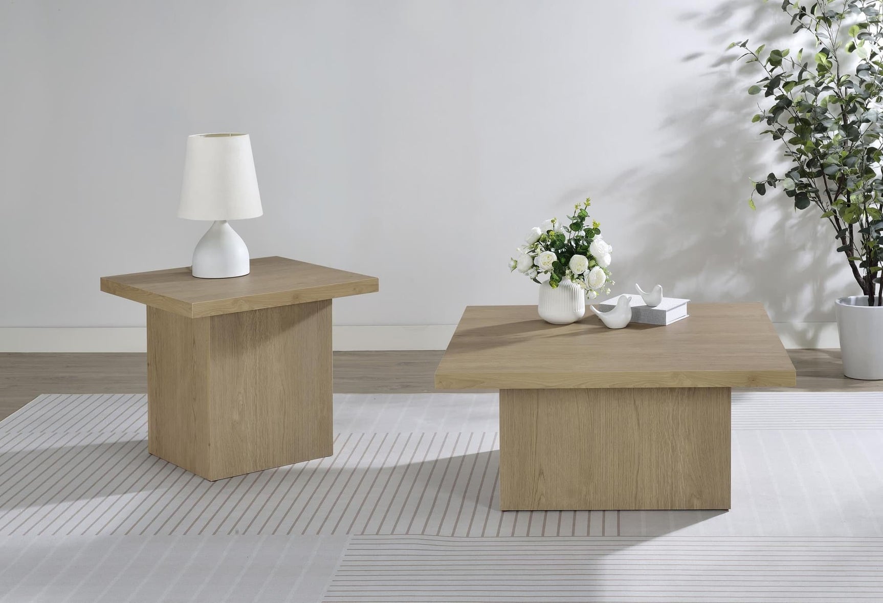 Devar 3-piece Square Cocktail Coffee End Table Set Latte