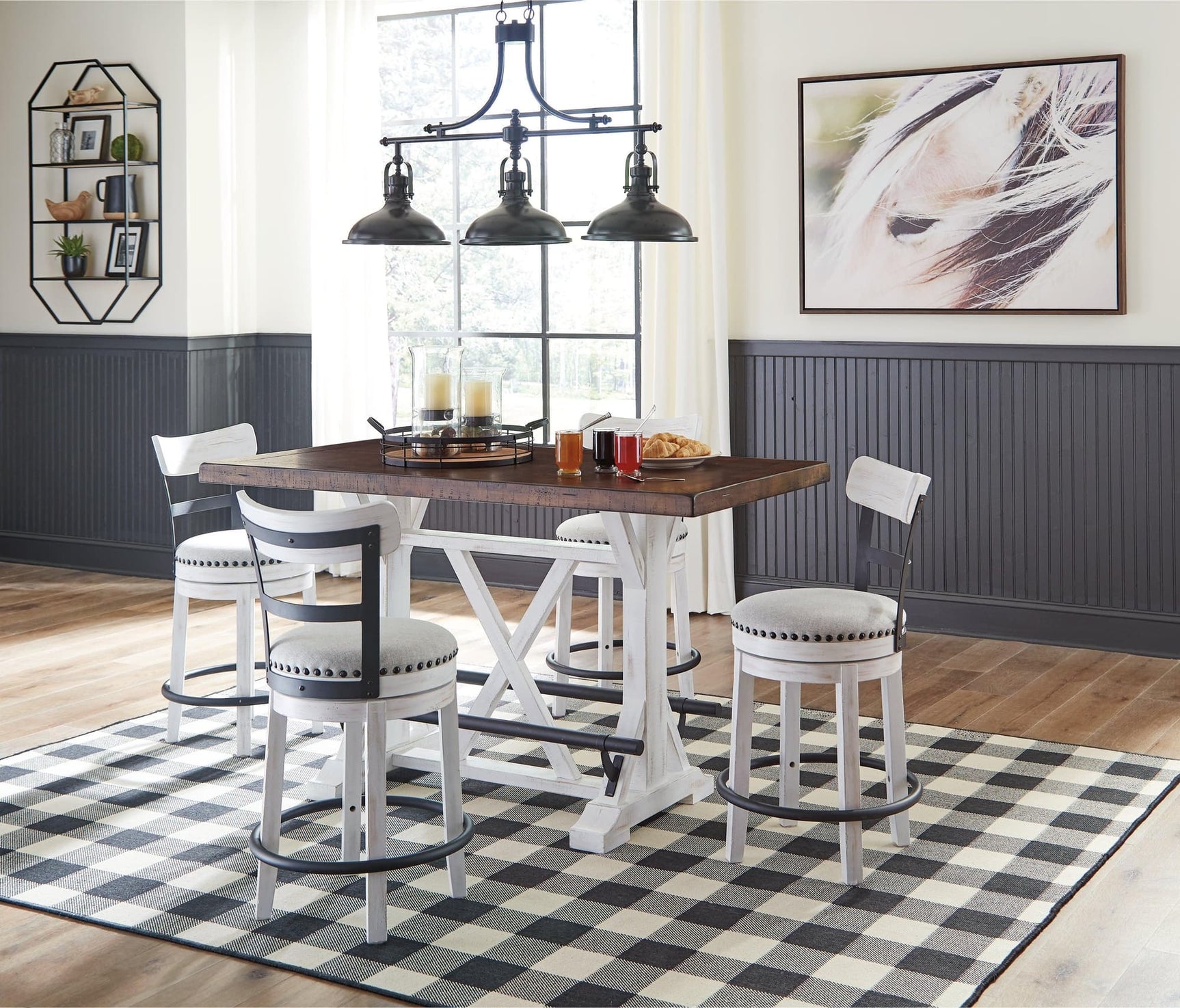 Valebeck White Counter Height Dining Table And 4 Barstools - Ella Furniture