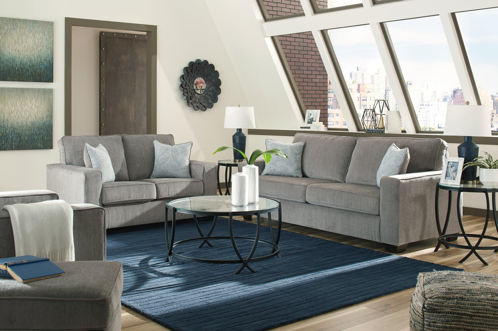 Altari Alloy Sofa, Loveseat, Chair And Ottoman - Ella Furniture