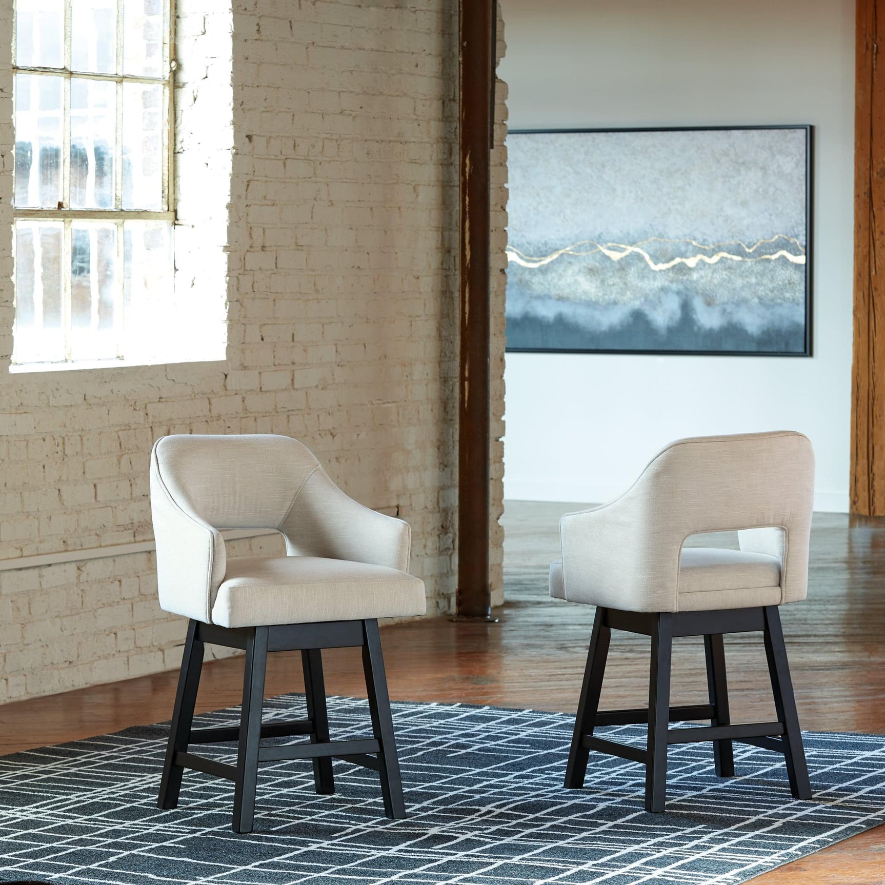 Tallenger Linen/brown 2-Piece Bar Stool - Ella Furniture