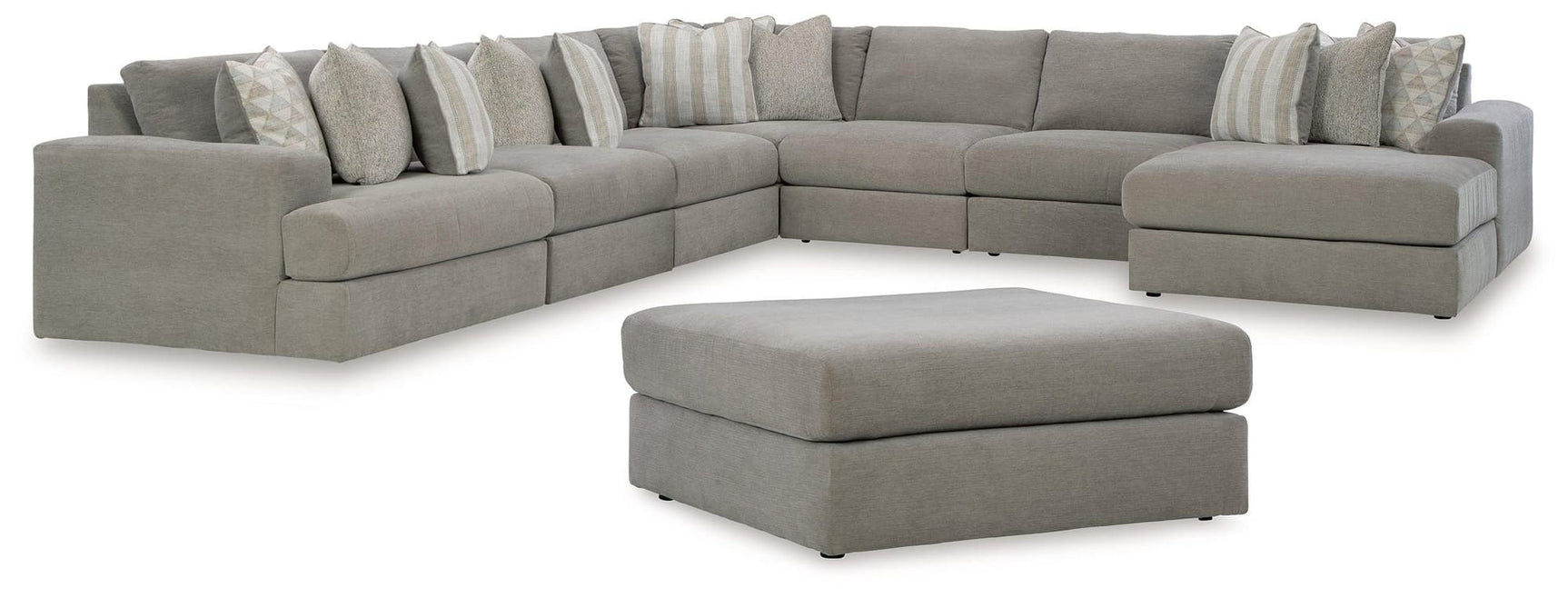 Avaliyah Ash 7-Piece Sectional With Ottoman PKG015528 - 58103S10 | 5810308 - Ella Furniture