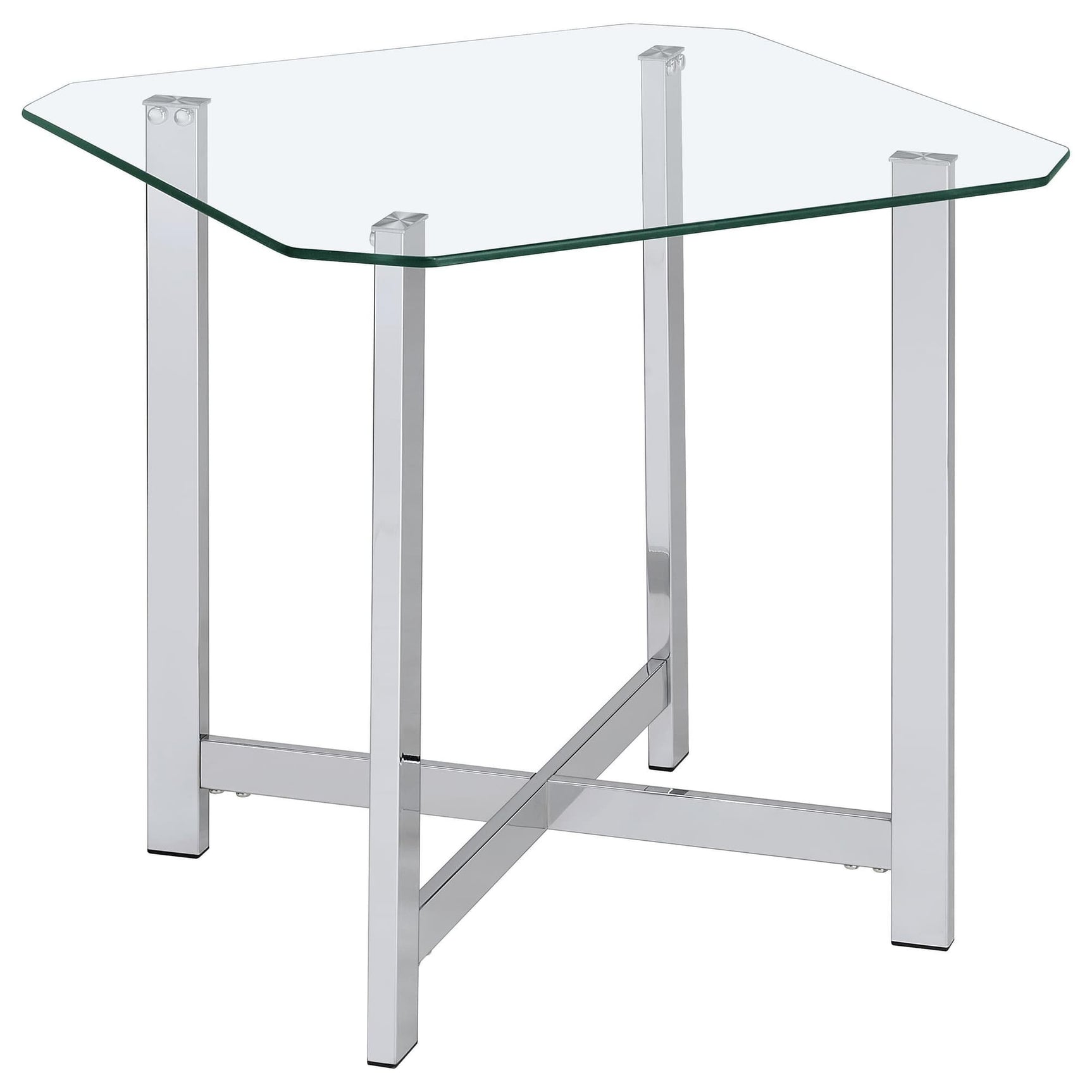 Cronin Square Tempered Glass Top Side End Table Chrome