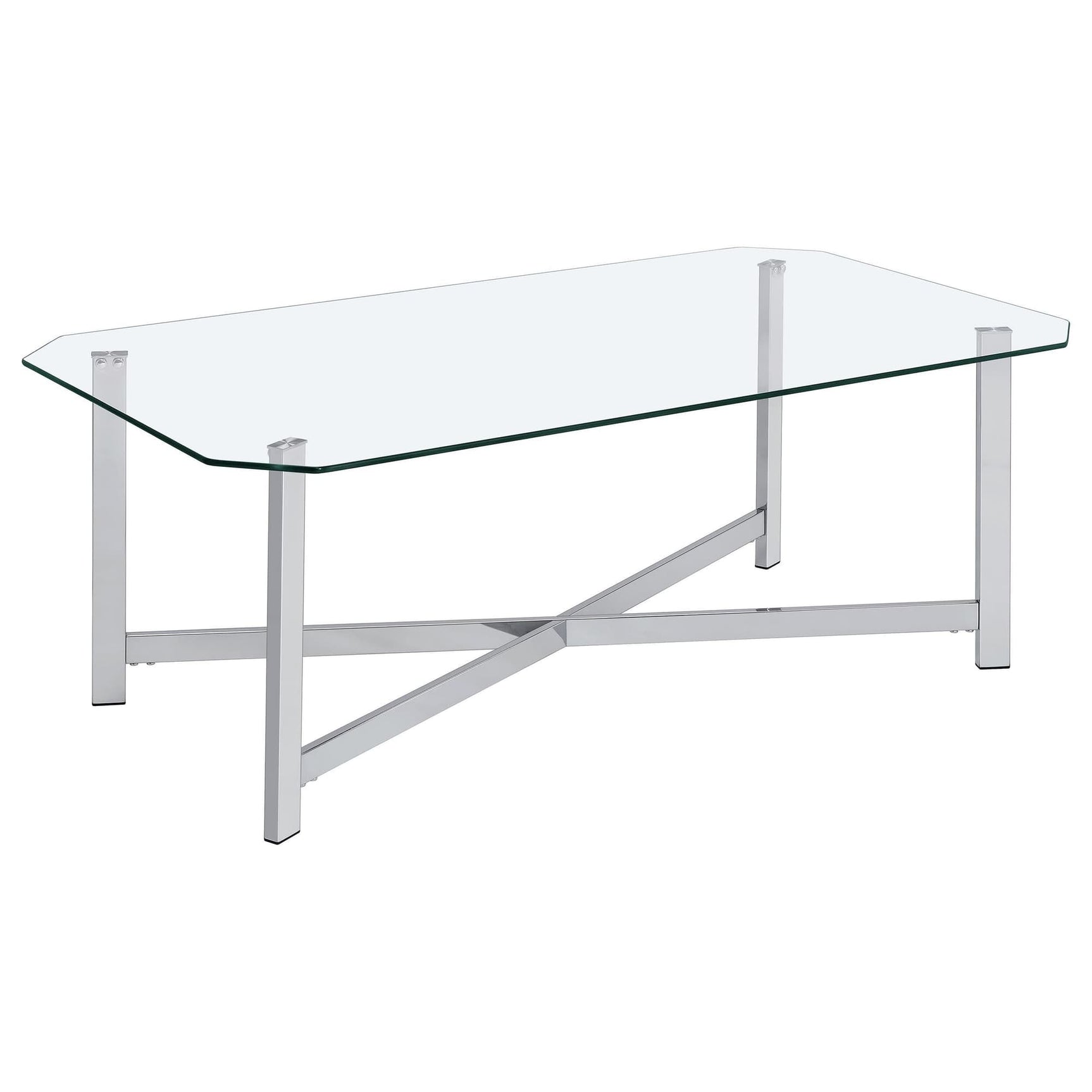 Cronin Rectangular Tempered Glass Top Cocktail Coffee Table Chrome
