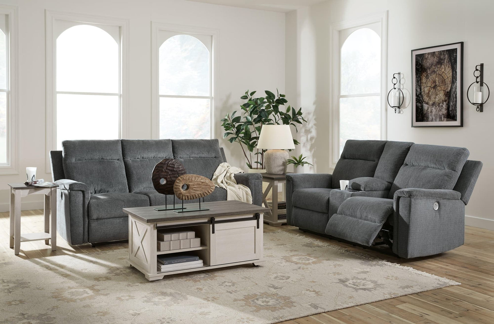 Barnsana Gravel Sofa And Loveseat - Ella Furniture