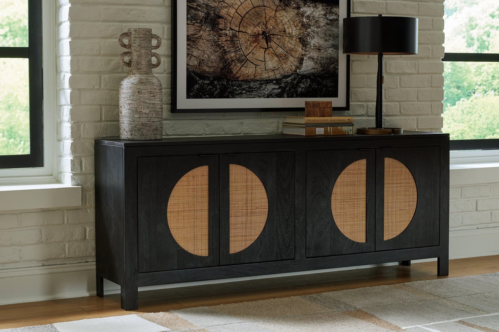 Cliffiings Black/natural Accent Cabinet - Ella Furniture
