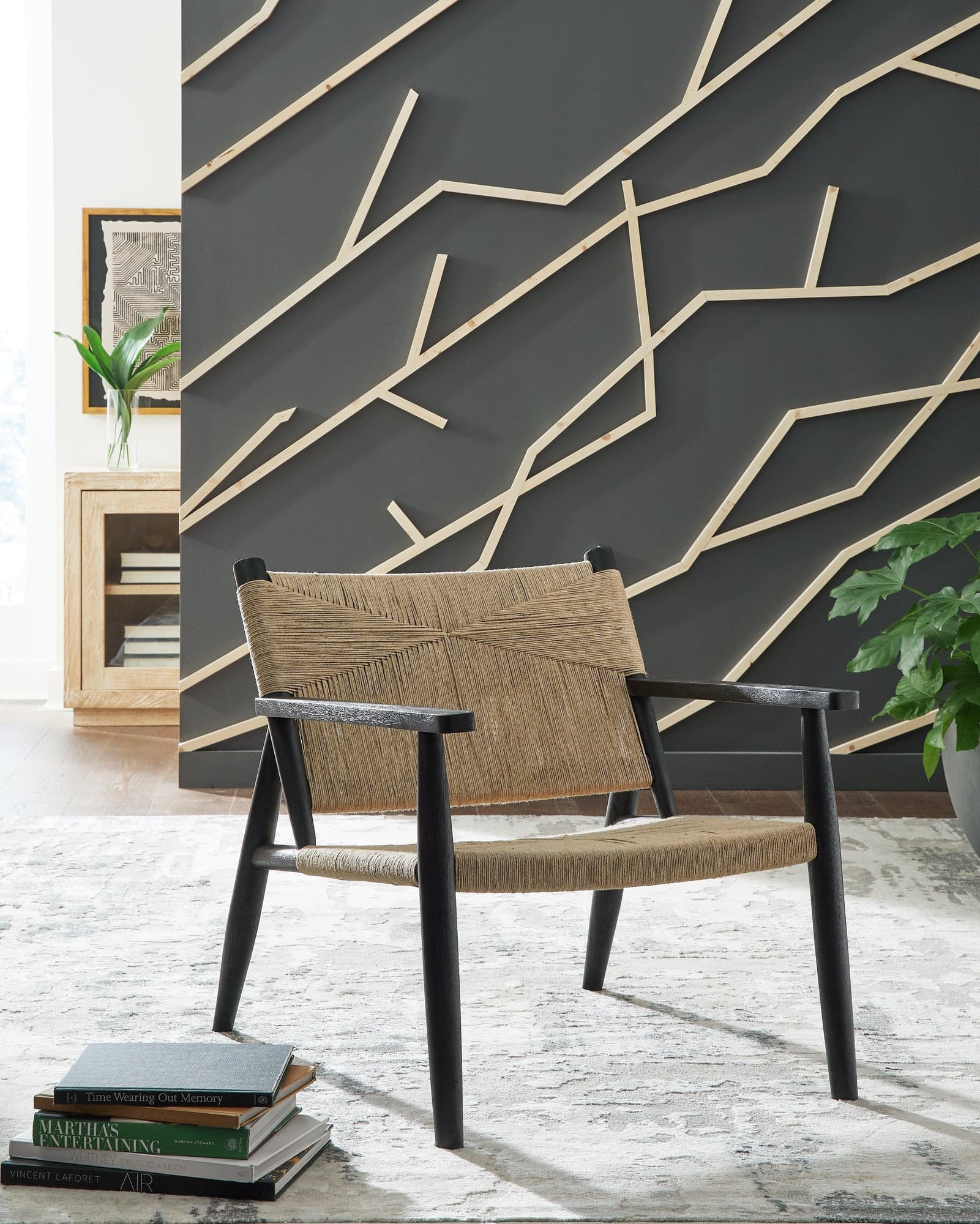 Halfmore Black/natural Accent Chair - Ella Furniture