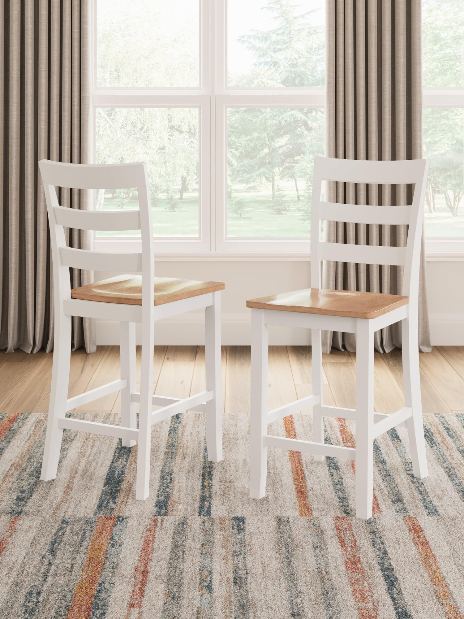 Gesthaven Natural/White Counter Height Barstool - Ella Furniture