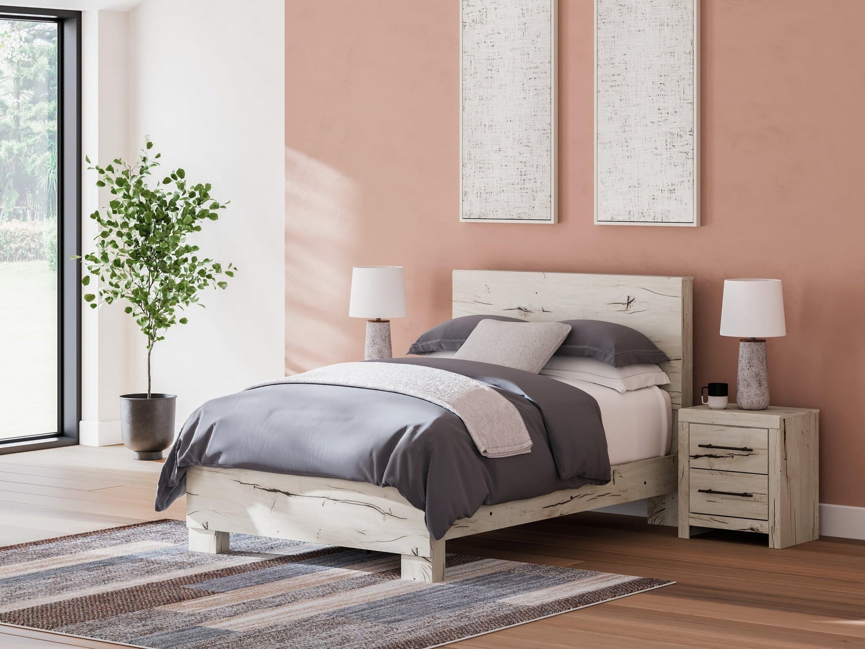 Lawroy Light Natural Full Panel Bed - Ella Furniture
