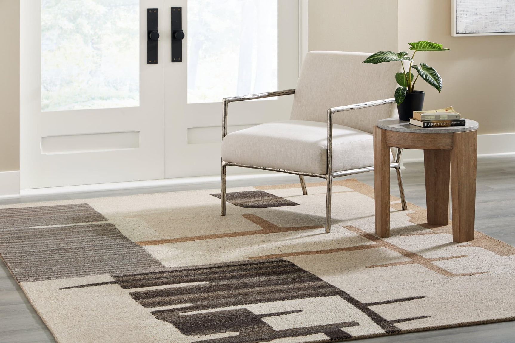 Kencher Beige Brown Large Rug