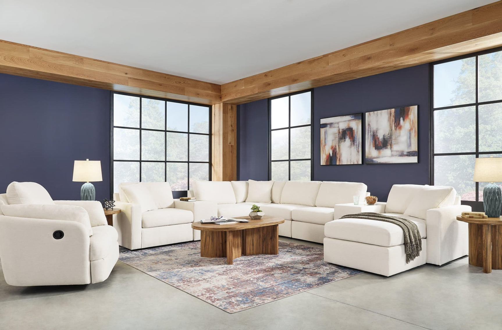 Pillar Oyster Peak 6-Piece Sectional With Recliner