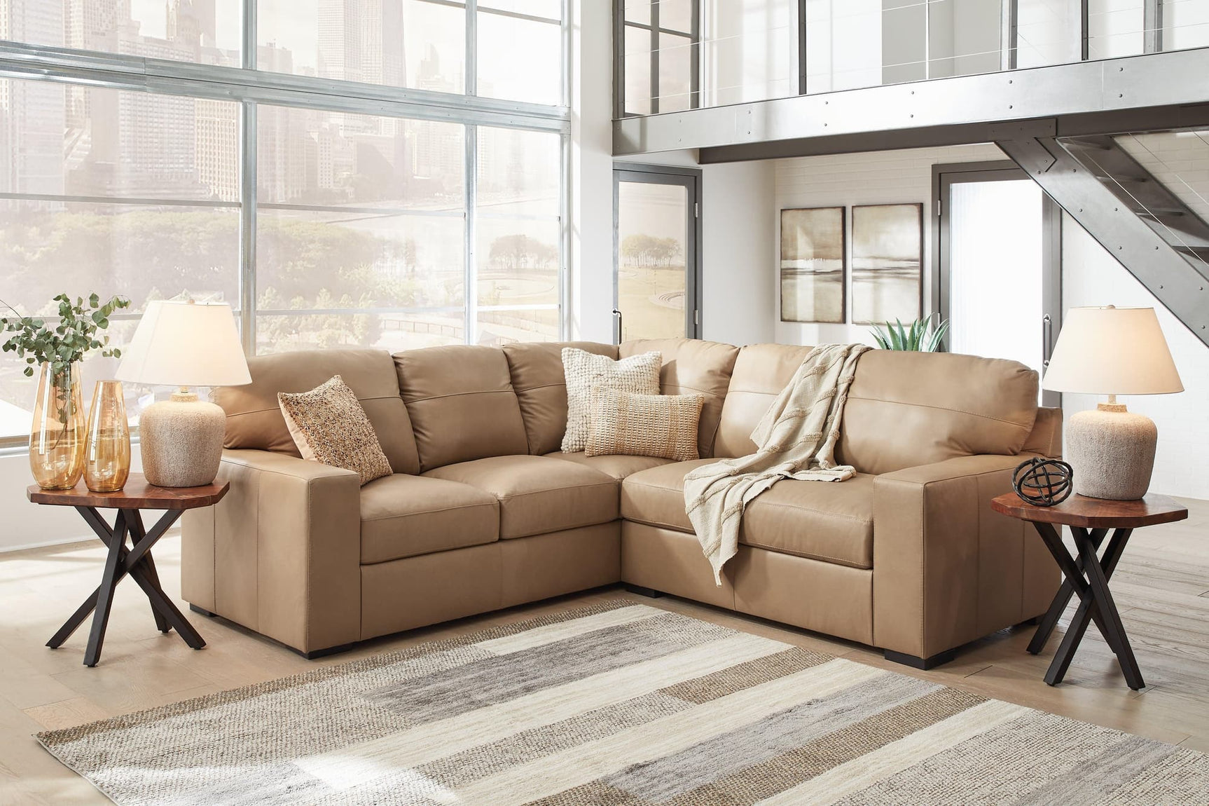 Bandon Toffee Leather 2-Piece Sectional
