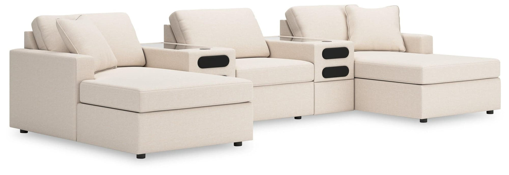 Modmax Oyster Nuvella® 5-Piece Double Chaise with Audio Consoles