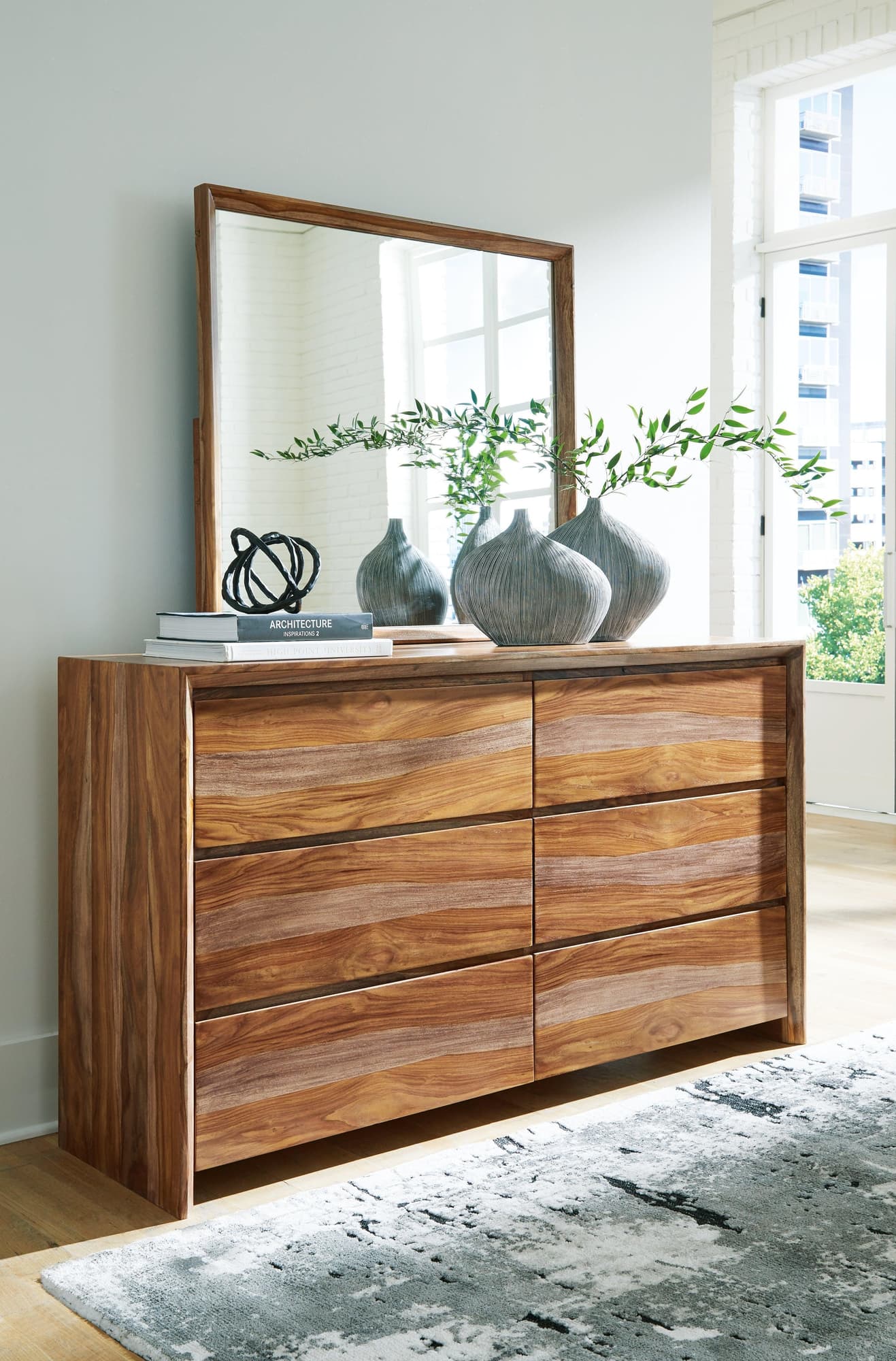 Dressonni Brown Dresser and Mirror