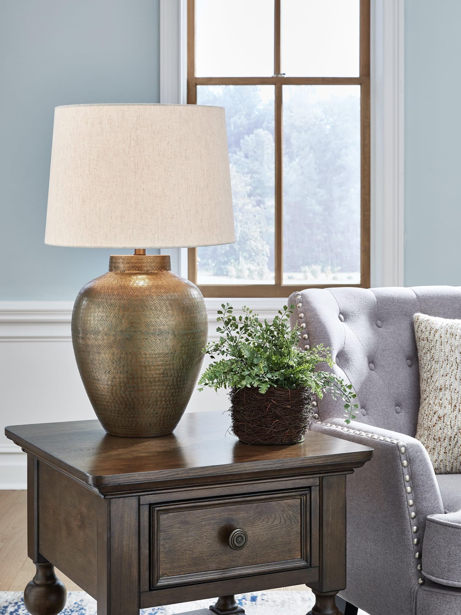 Madney Antique Gold Finish 2-Piece Table Lamp Set