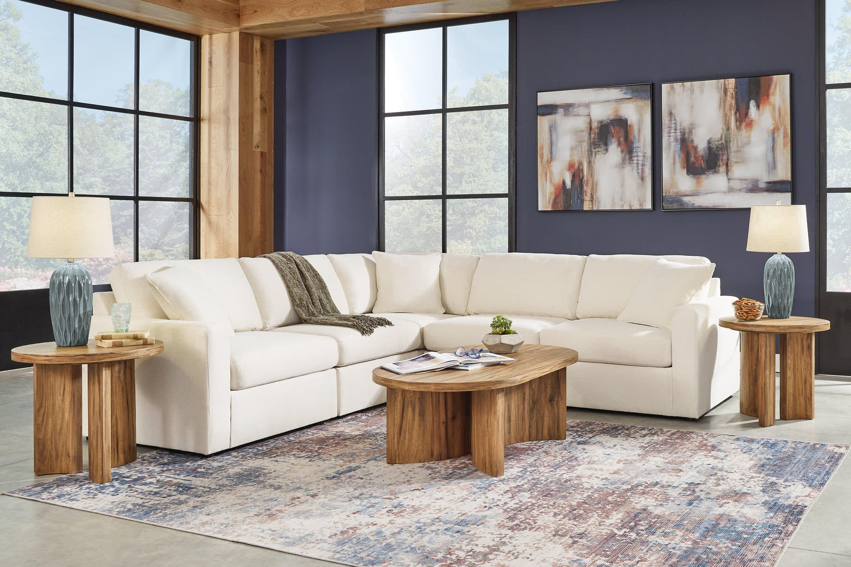 Modmax Oyster Performance Fabric,Next-Gen Nuvella™ 5-Piece Sectional