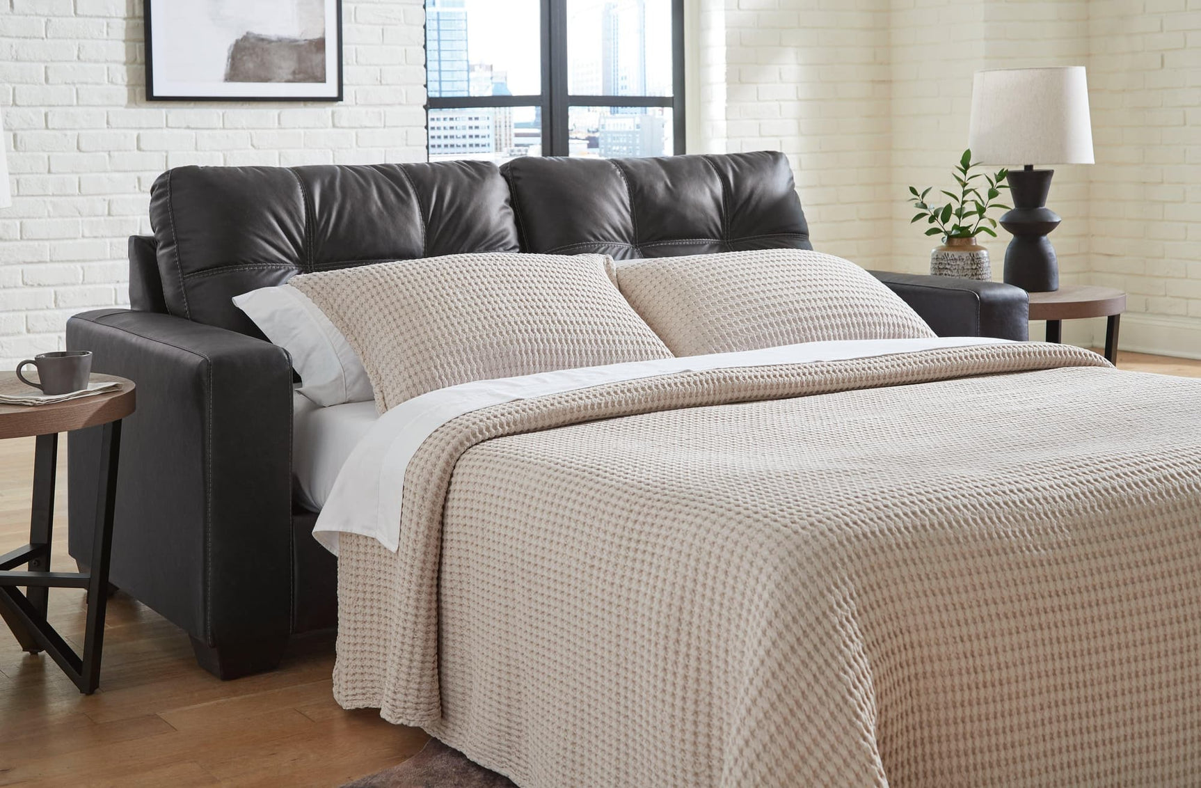 Barlin Mills Carbon Faux Leather Queen Sofa Sleeper