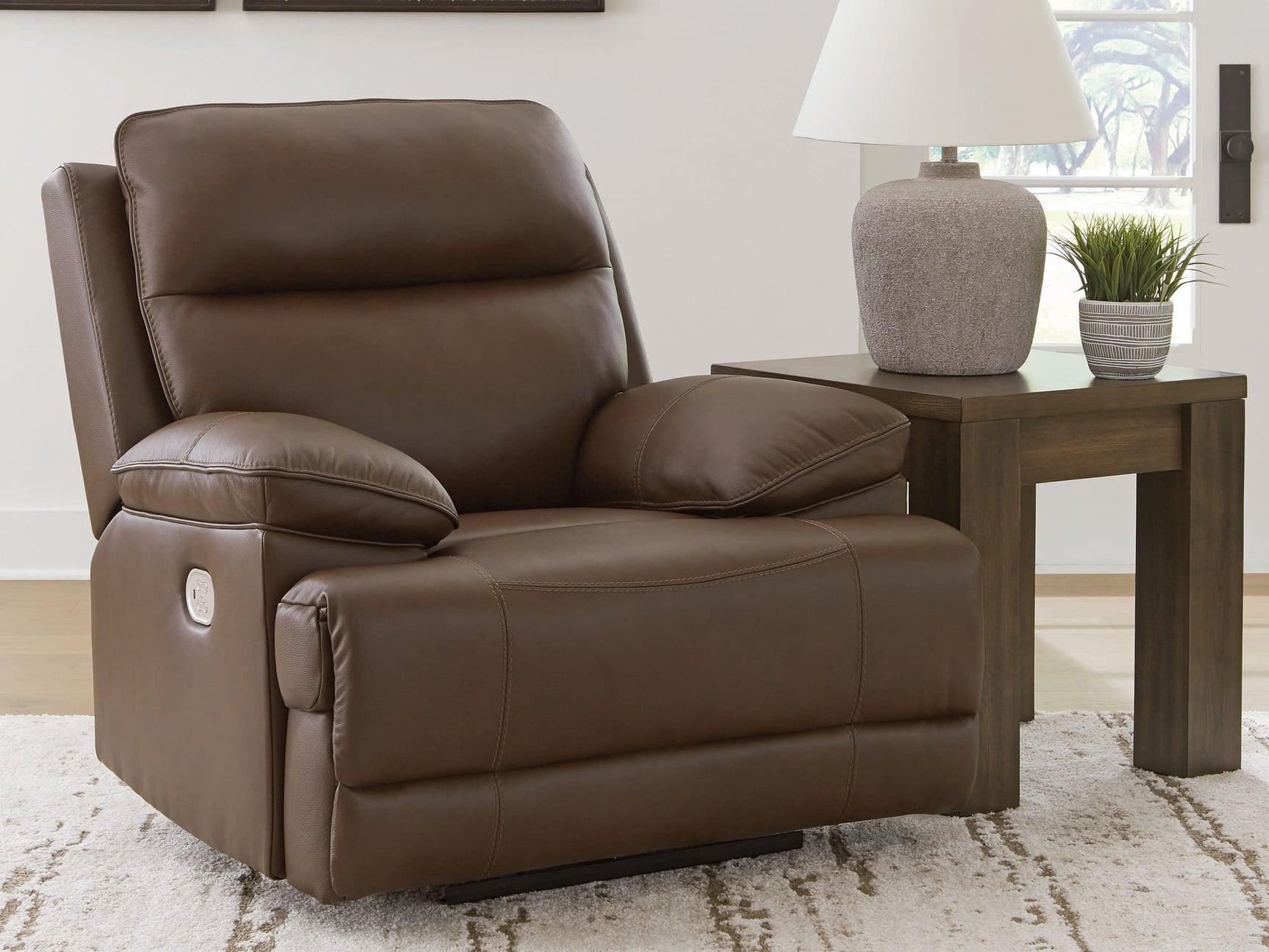 VonRyan Tobacco Leather Power Recliner