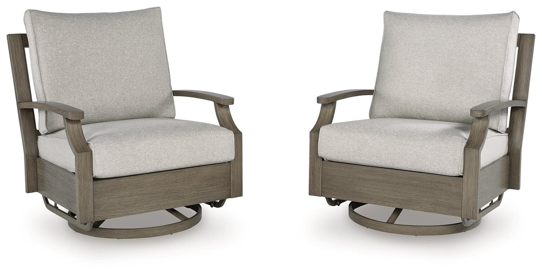 Rainier Ranch Brown/Beige Outdoor Swivel Glider Chair with Cushion