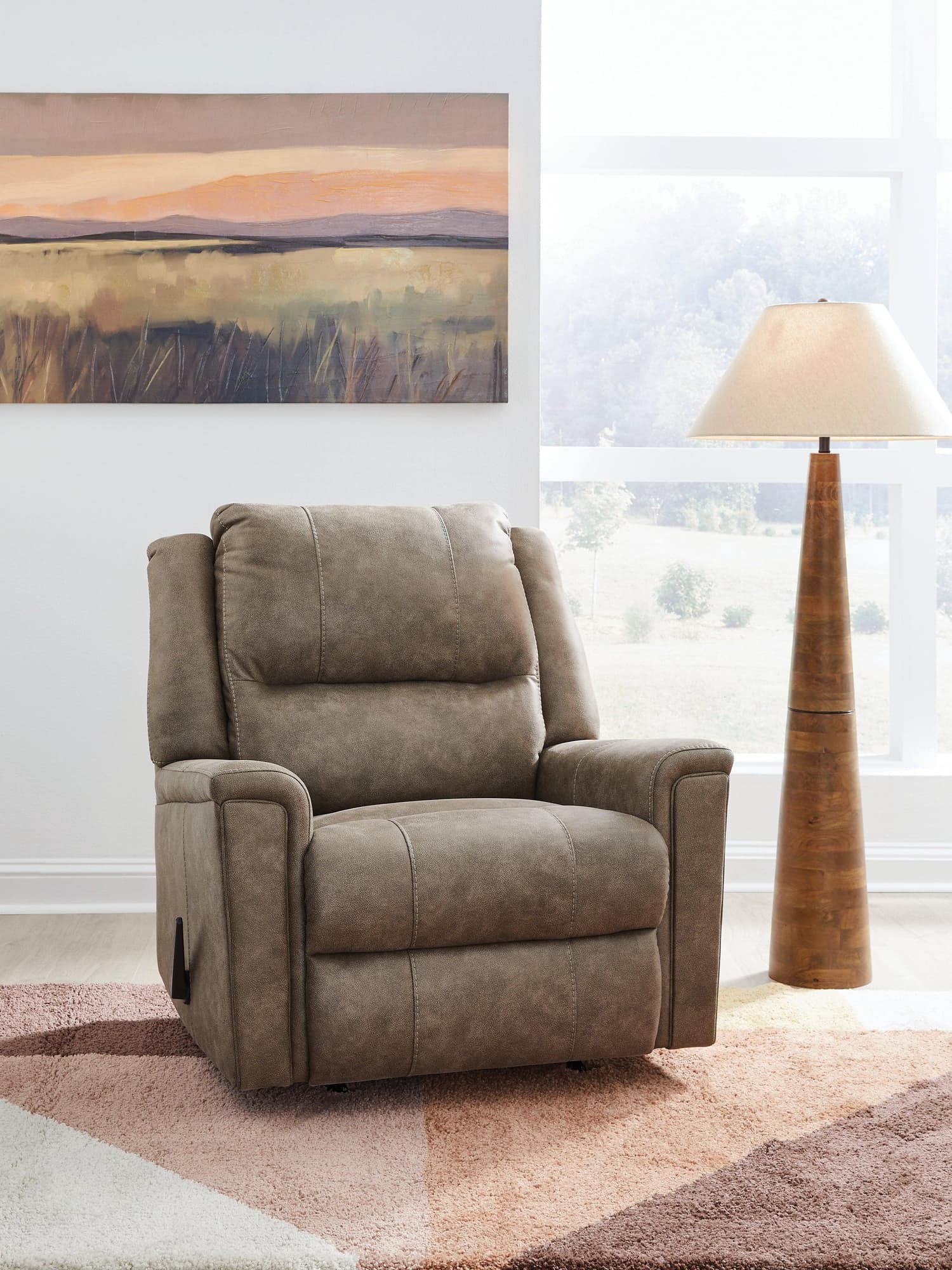 Lixtowel Fog Faux Leather Recliner