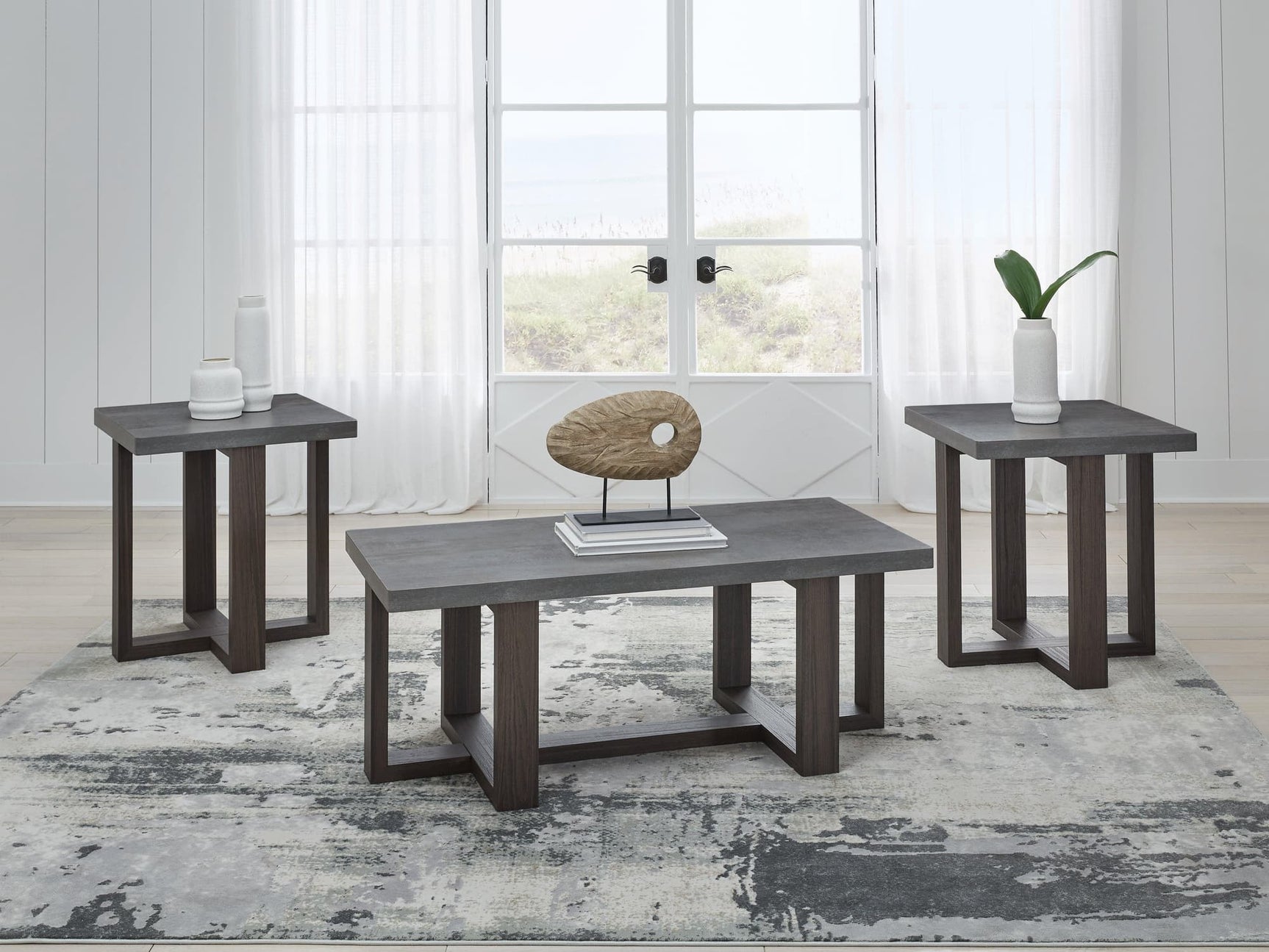 Dynnford Gray/Brown Table (Set of 3)