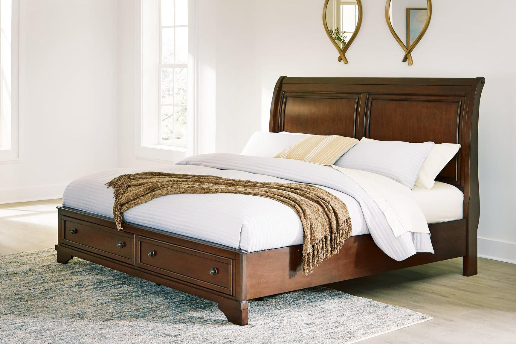 Trellington Brown Queen Sleigh Storage Bed