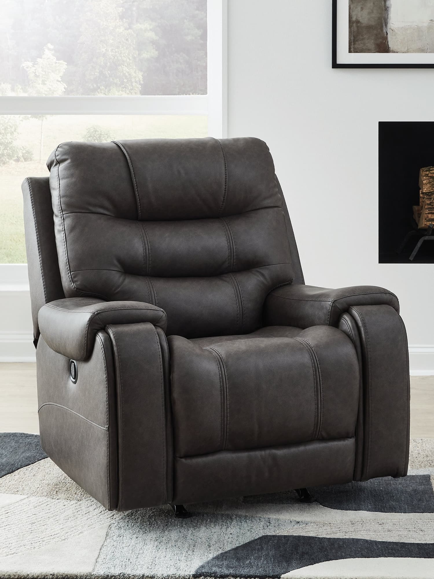 Femley Smoke Faux Leather Recliner