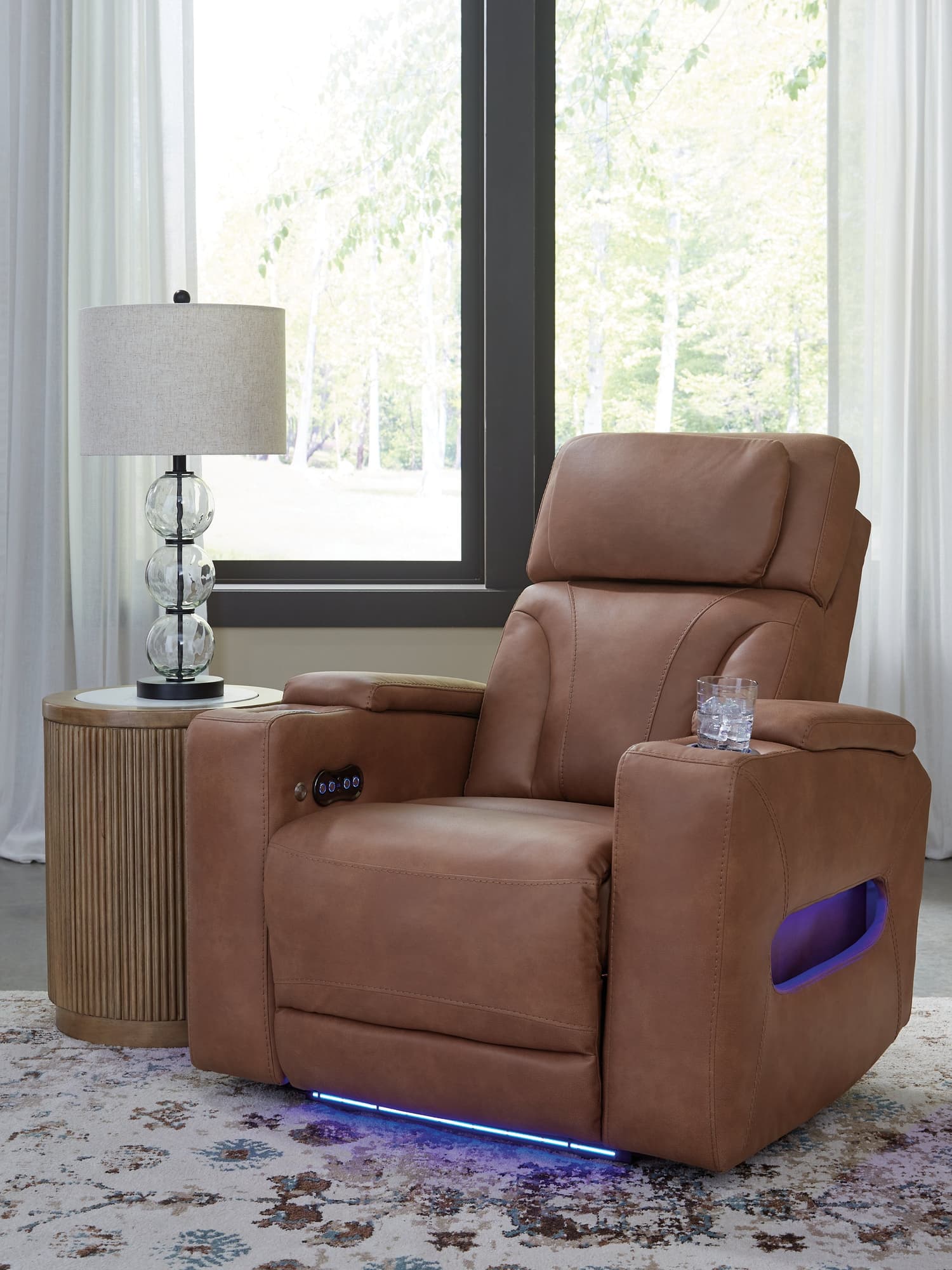 Clean-Slate Caramel Faux Leather Power Recliner