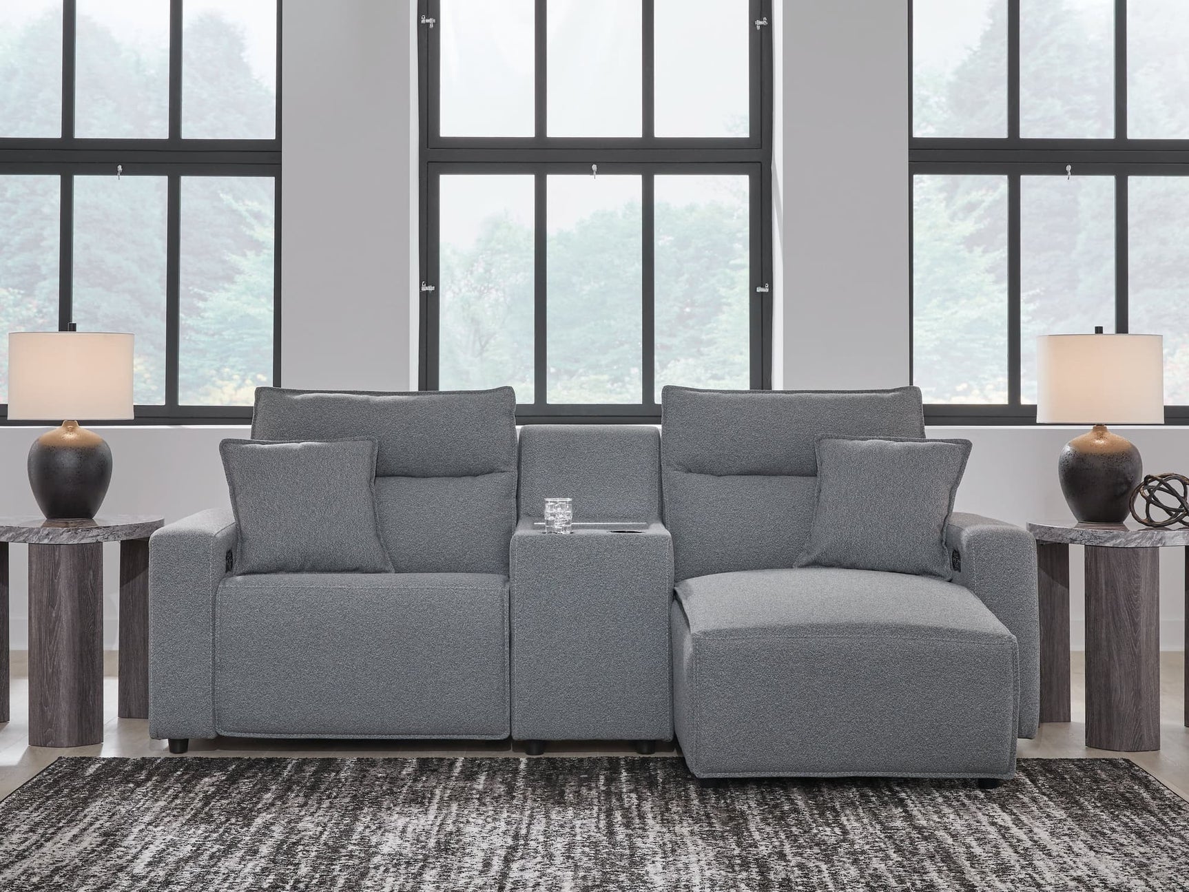 Modmax Salt and Pepper Next-Gen Nuvella™ 3-Piece Power Reclining Sectional with Chaise