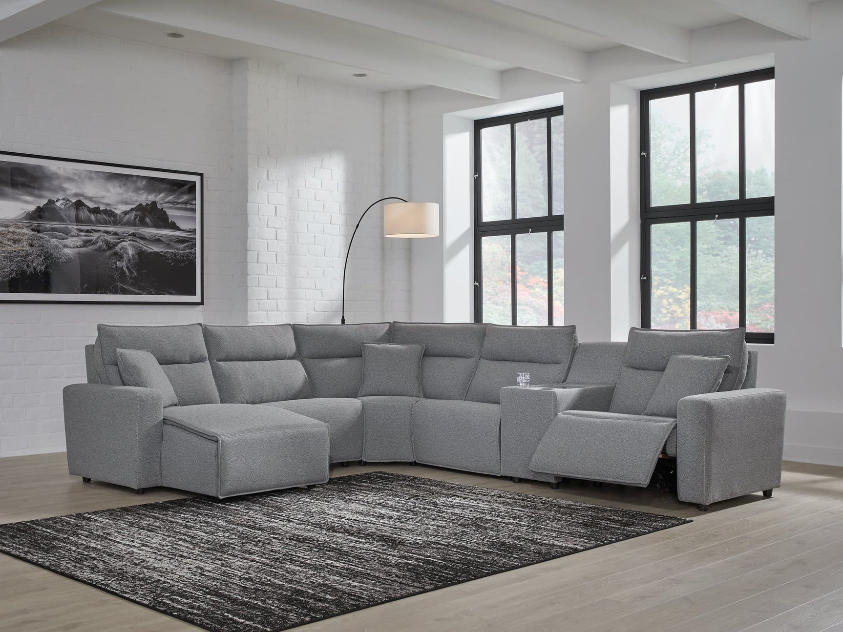 ModMax II Salt and Pepper Next-Gen Nuvella™ 6-Piece Power Reclining Sectional with Chaise