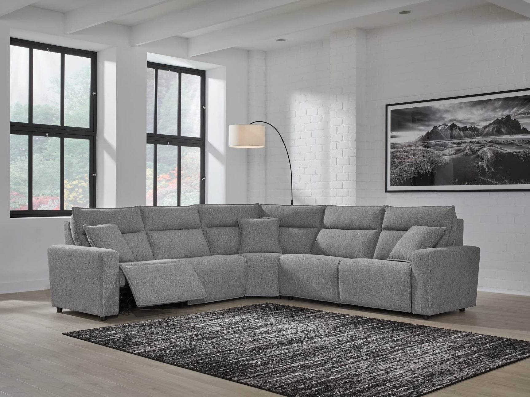 ModMax II Salt and Pepper Next-Gen Nuvella™ 5-Piece Power Reclining Sectional