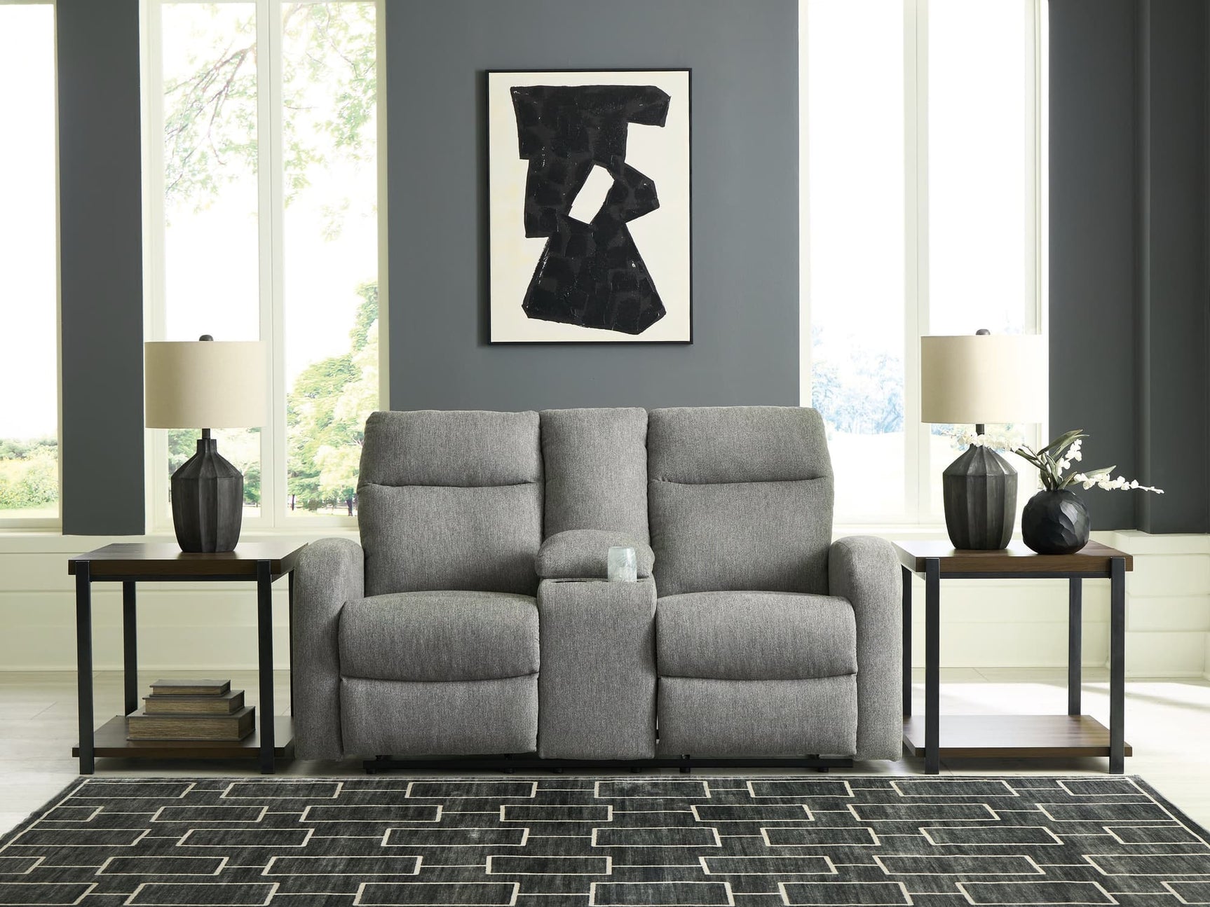 Gauntlet Sterling Chenille Reclining Loveseat with Console