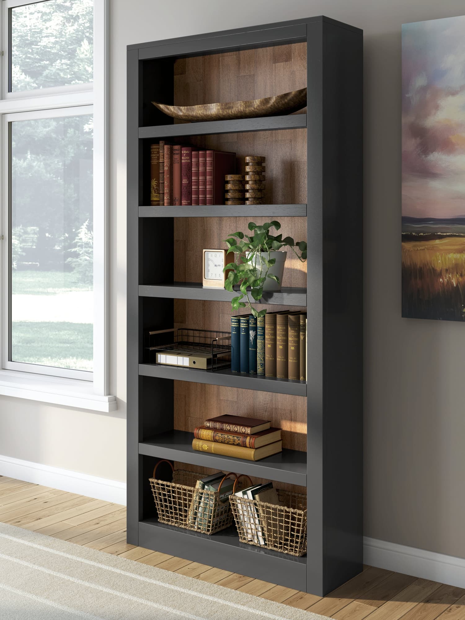 Wildenauer Brown/Black 75" Bookcase