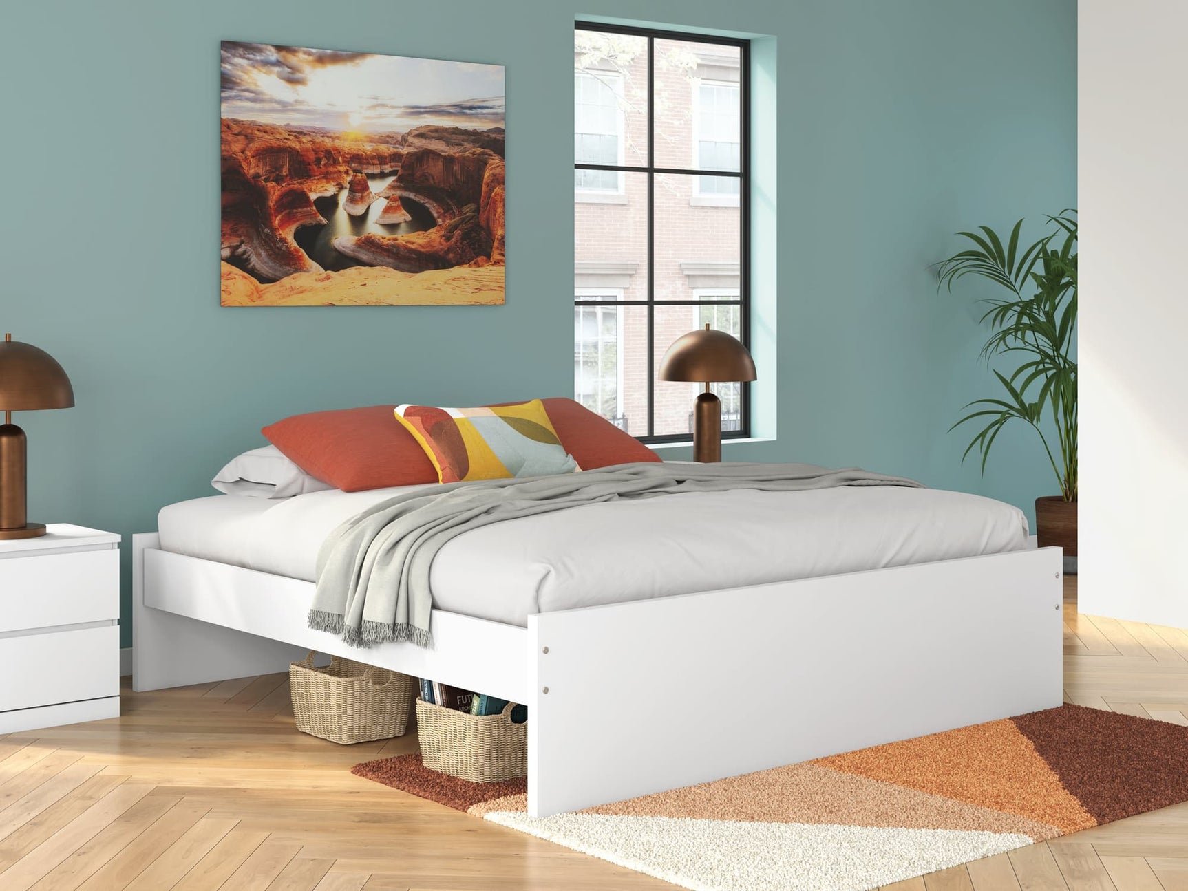 Onita White King Platform Bed