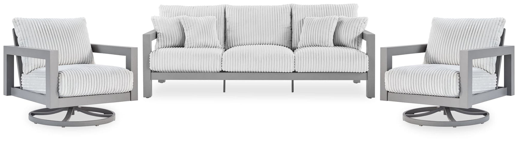 Hurley Gray Park Outdoor Sofa with 2 Lounge Chairs