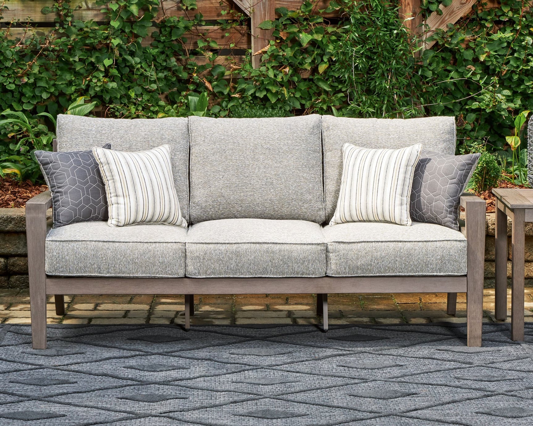Hillside Gray/Brown Barn Outdoor Sofa and 2 Chairs with Coffee Table