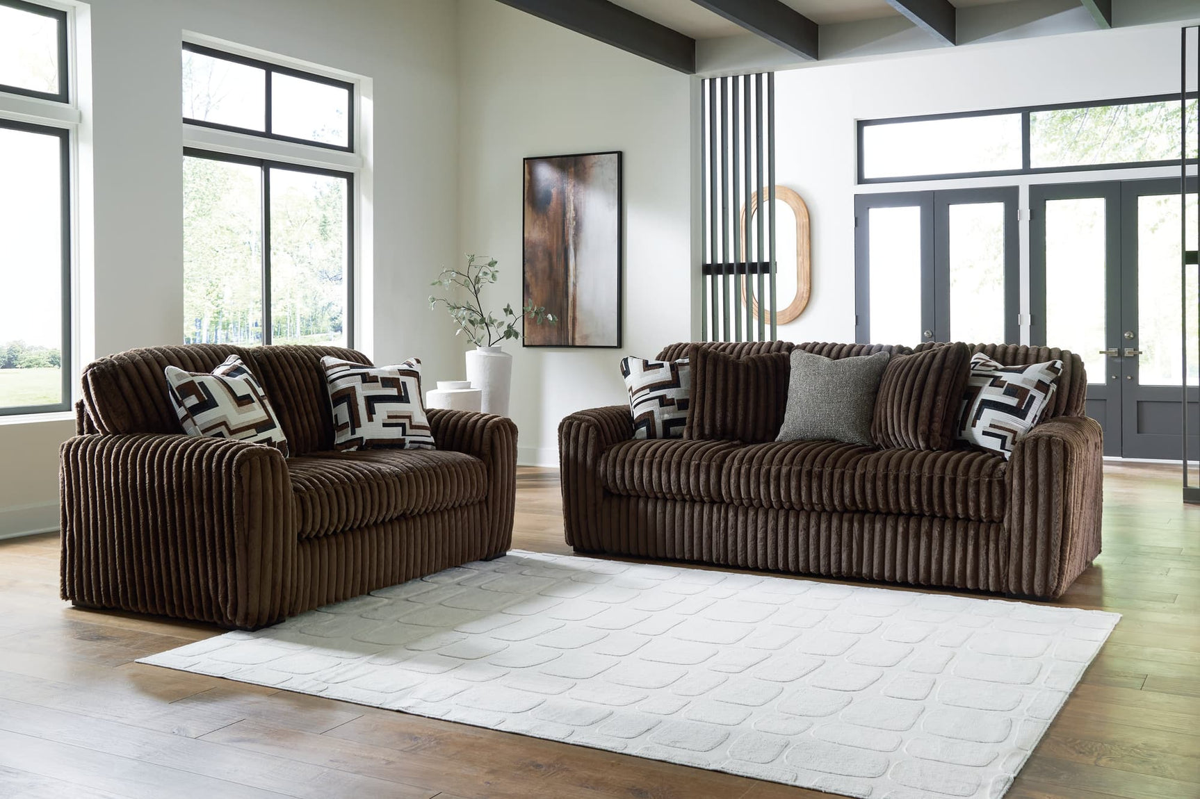 Midnight-Madness Chocolate Sofa and Loveseat
