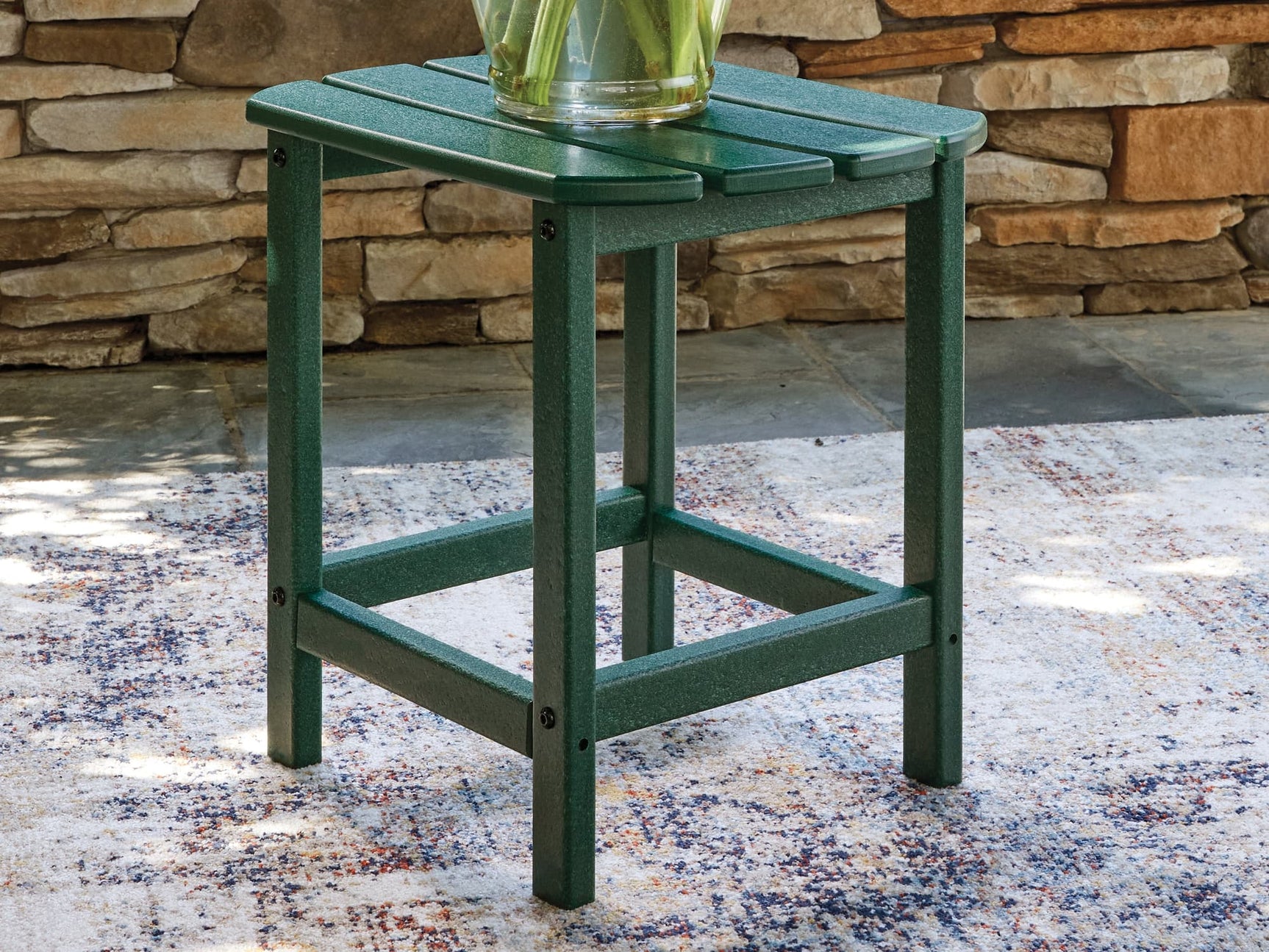 Sundown Shores Green Outdoor End Table