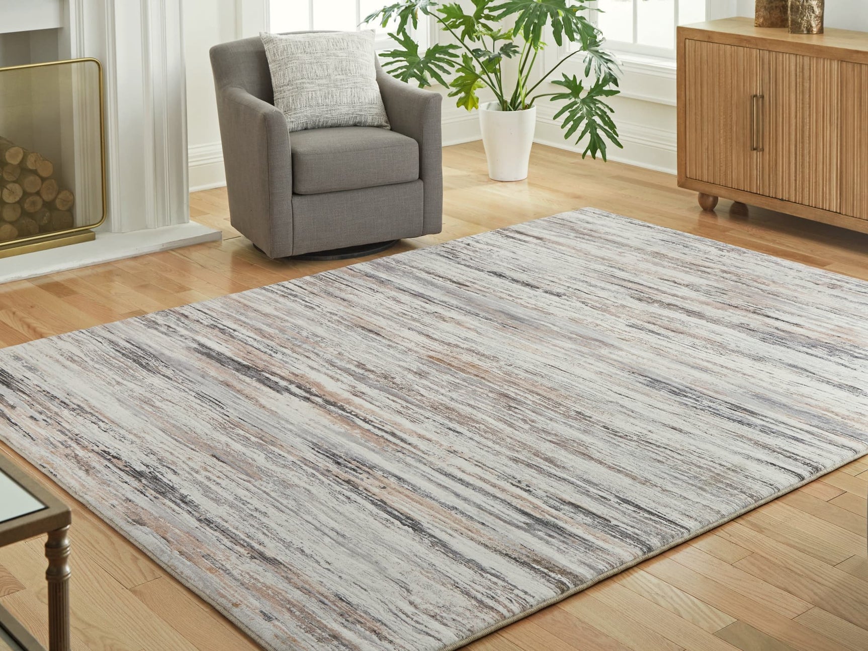 Nace Gray/Brown/White 7'6" X 9'6" Memory Foam Area Rug