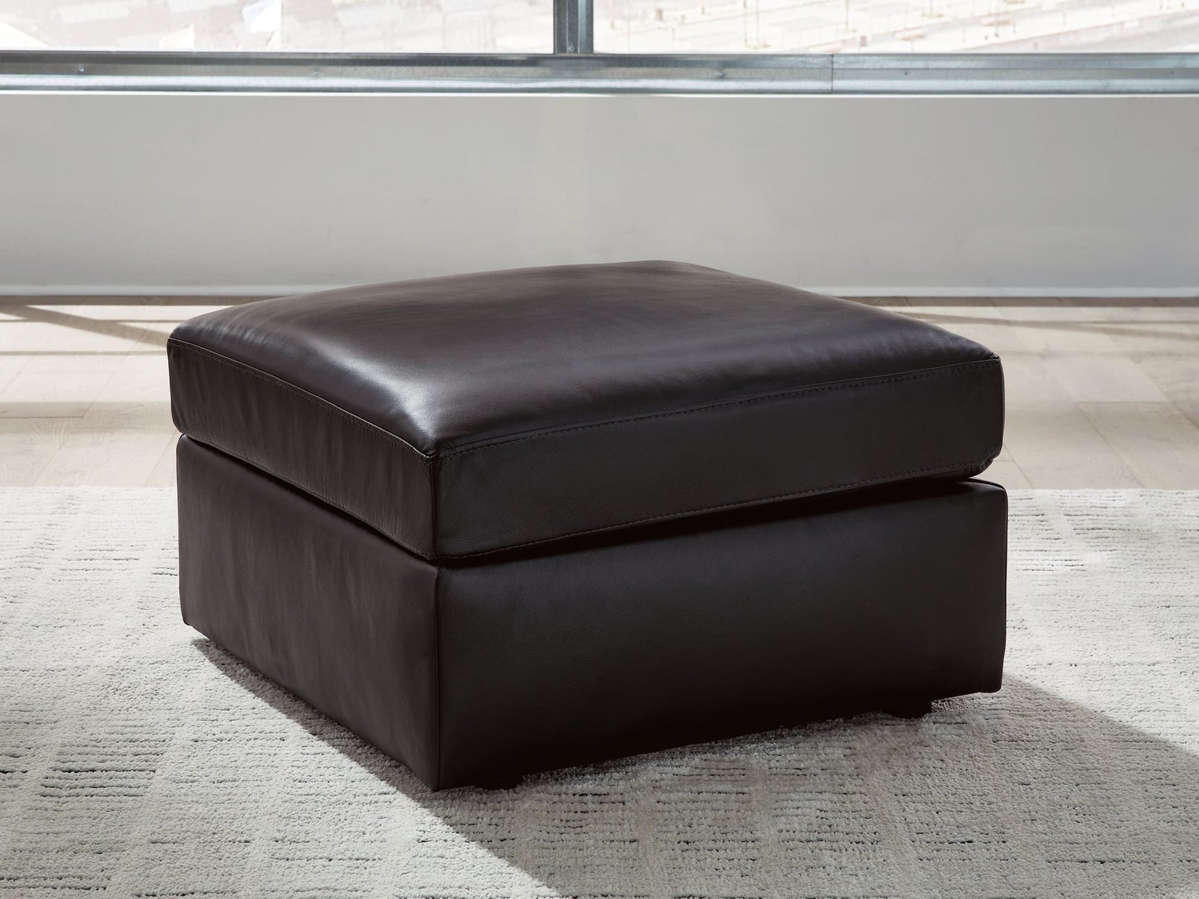 Modmax II Black Leather Oversized Accent Ottoman