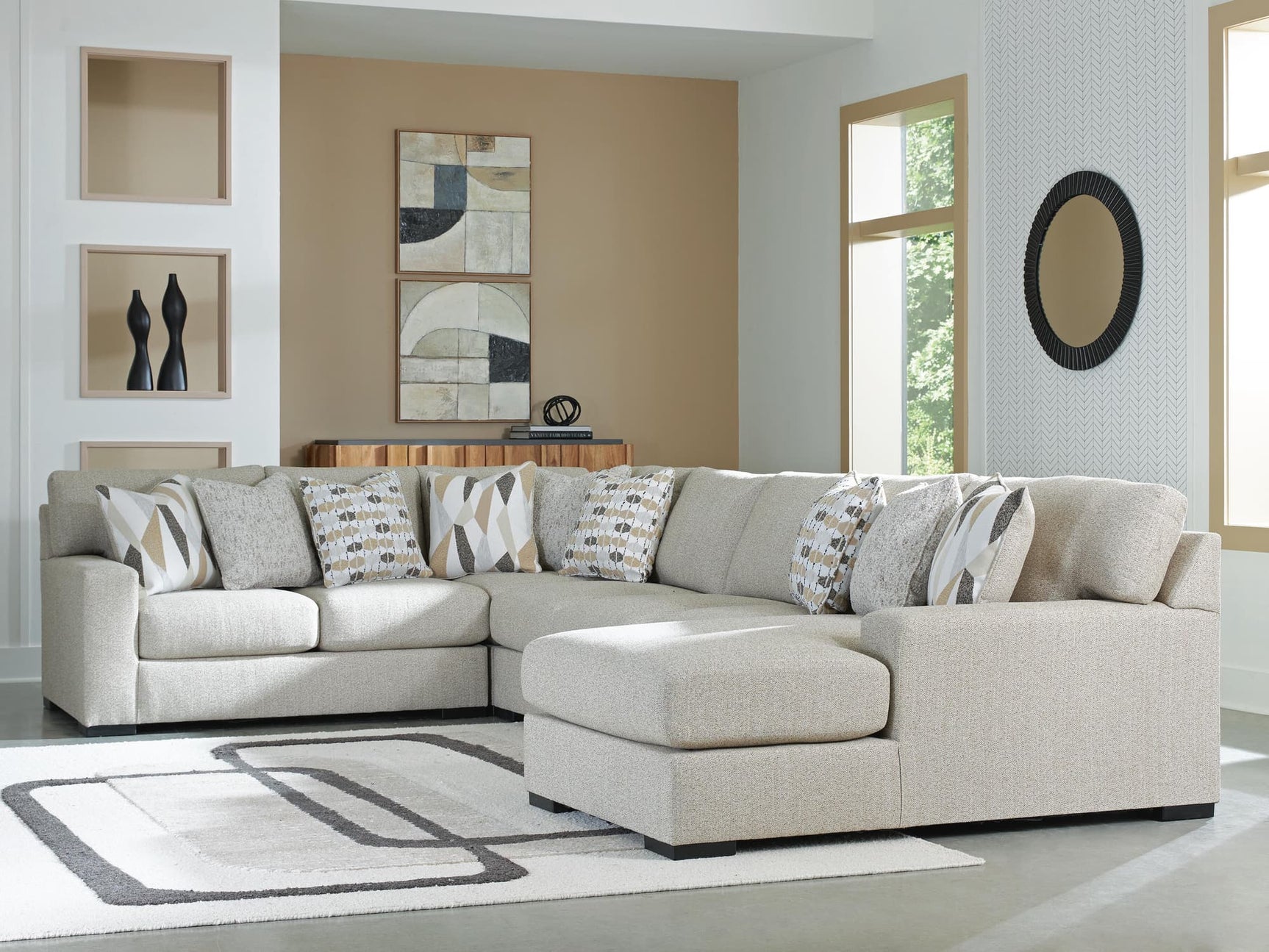 Laurelgrove Pebble Chenille,Performance Fabric,Next-Gen Nuvella™ 5-Piece Sectional with Chaise
