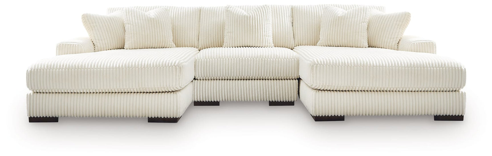 Lindyn Ivory Velvet 3-Piece Sectional with Double Chaise