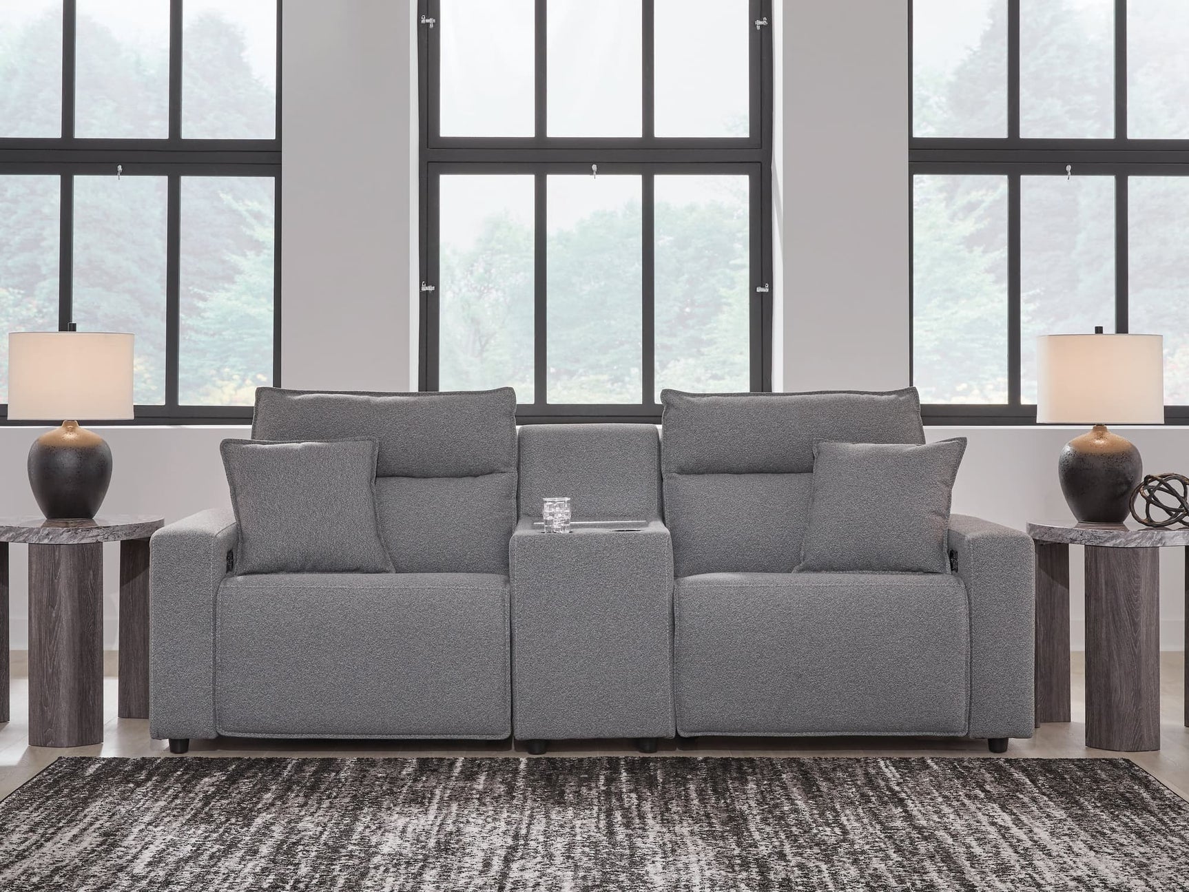 Modmax II Salt and Pepper Next-Gen Nuvella™ 3-Piece Power Reclining Sectional with Console