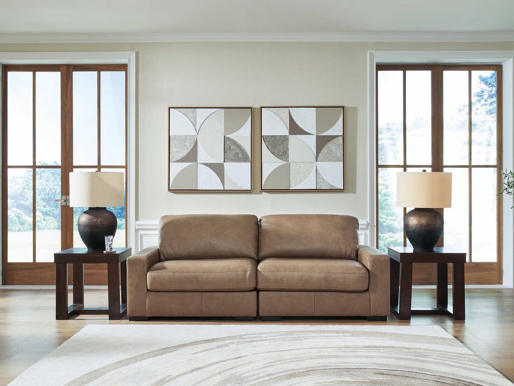 Veronella Sahara Leather 2-Piece Sectional Sofa